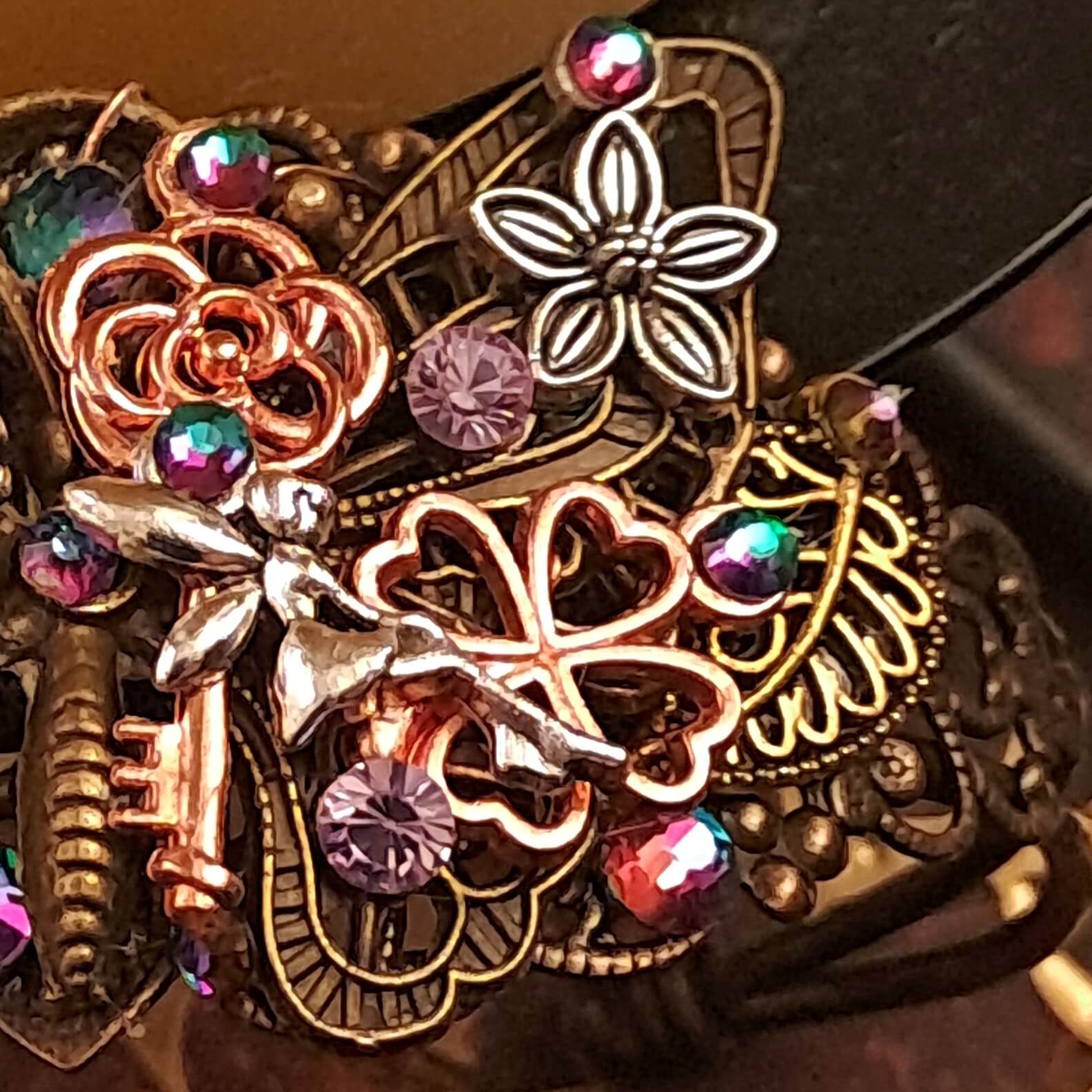 Purple Crystal Butterfly Adjustable Bracelet