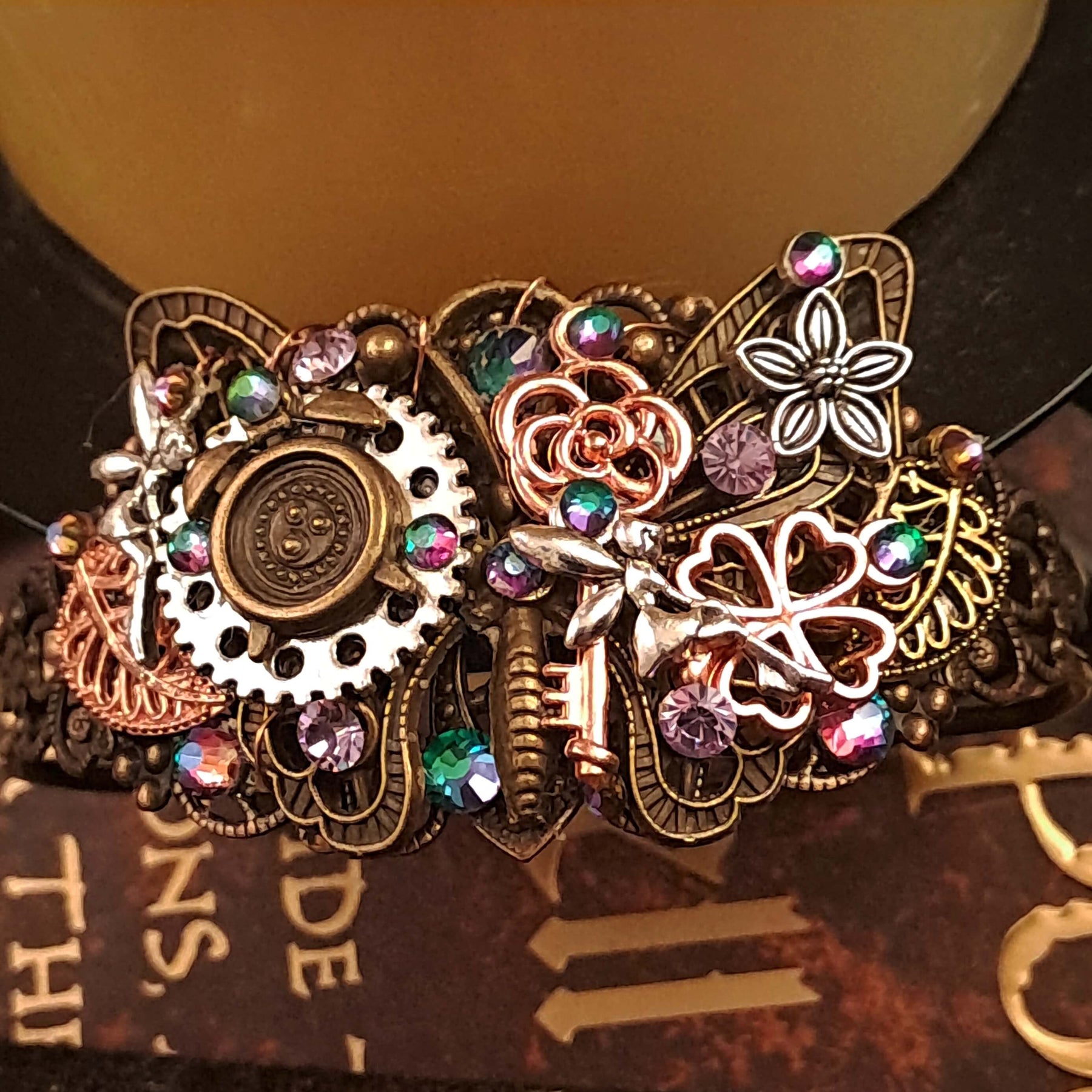 Purple Crystal Butterfly Adjustable Bracelet