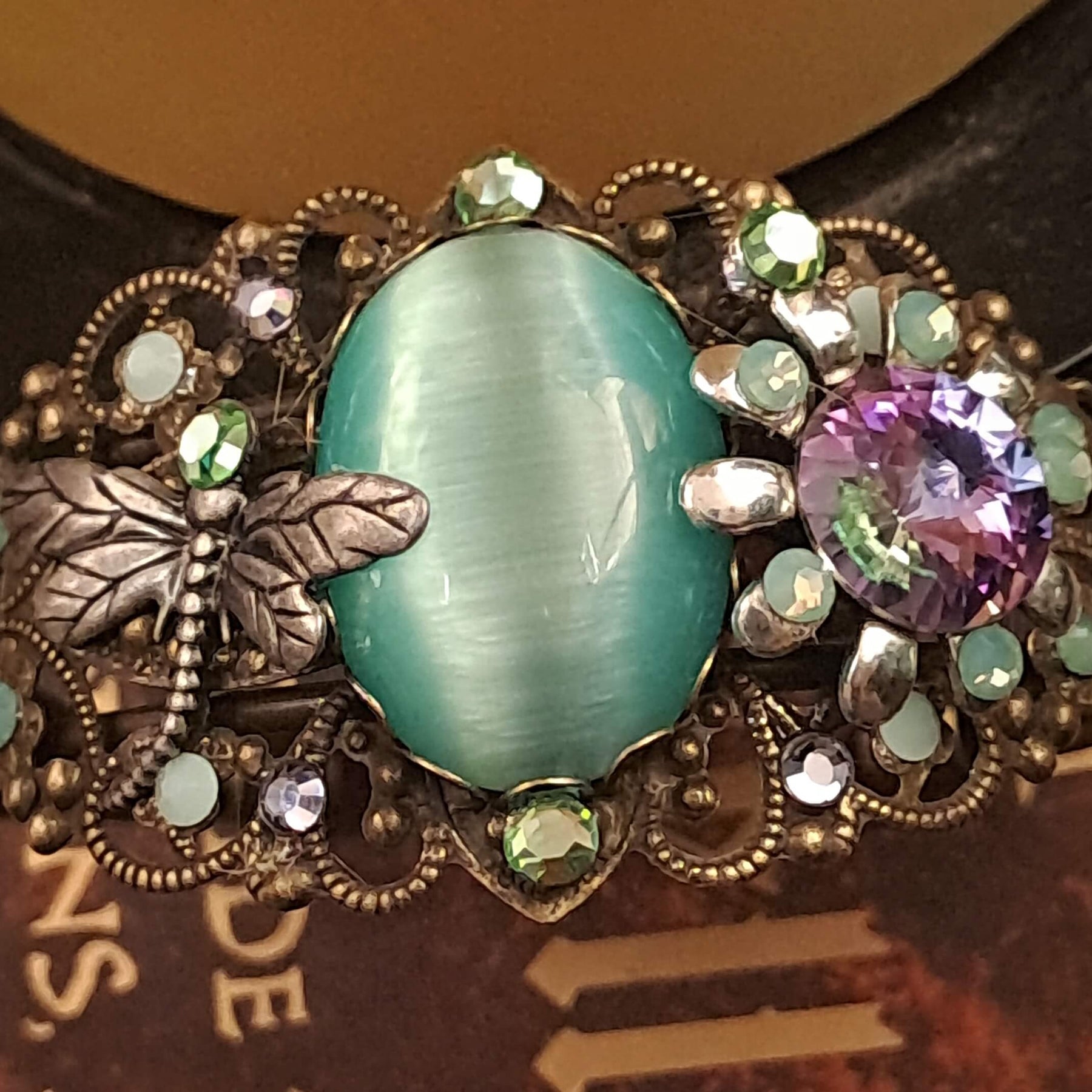 Green Cats Eye Dragonfly Bracelet