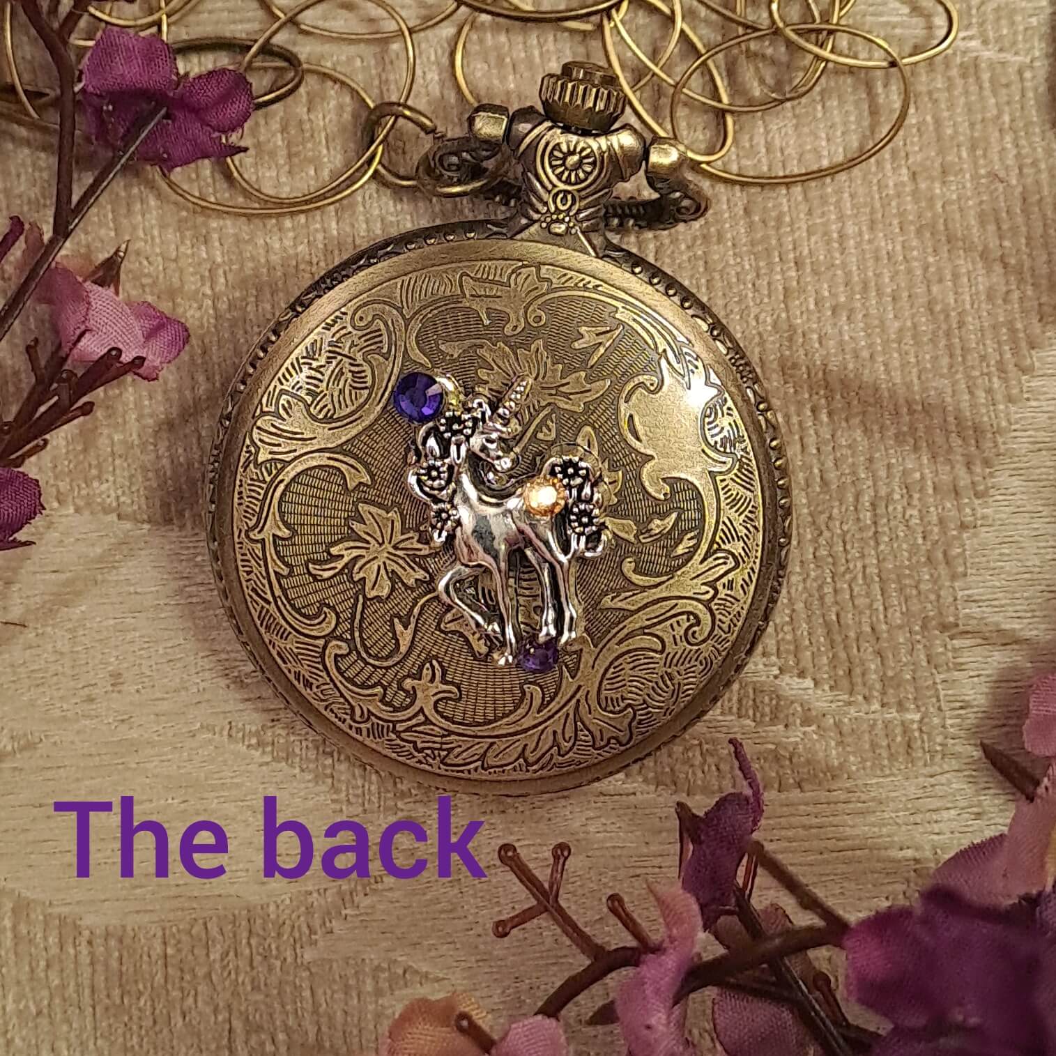 Purple Horse Pocket Watch Necklace