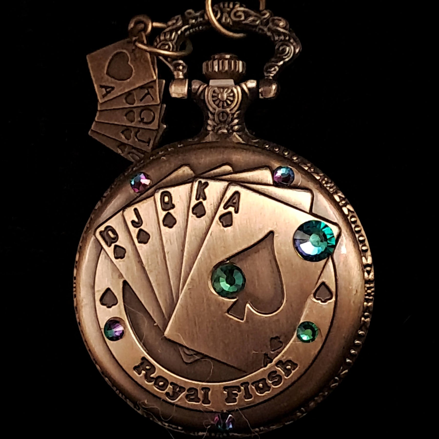 Poker Royal Flush Pocket Watch Necklace