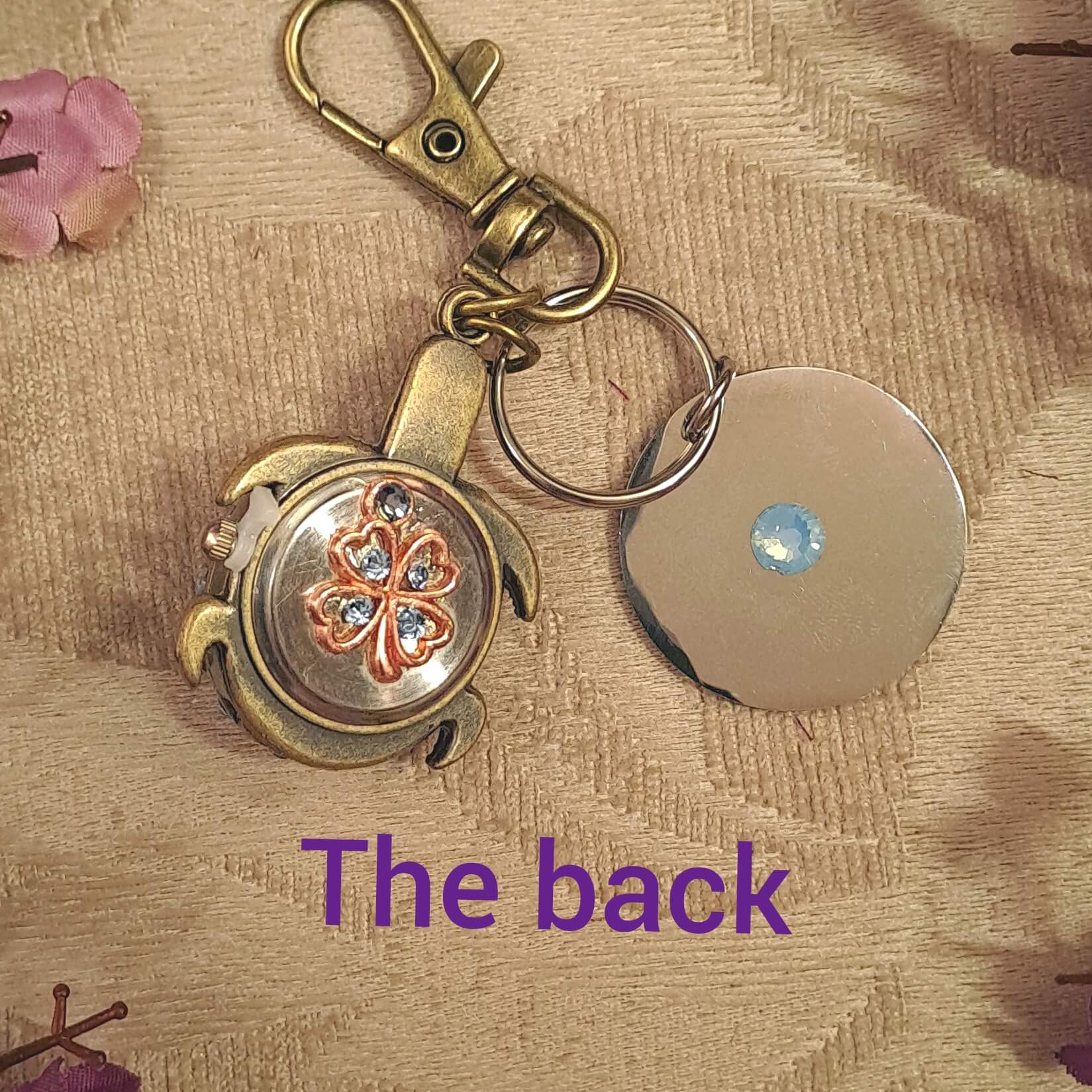 Turtle Keychain Light Blue Crystal Sparkle