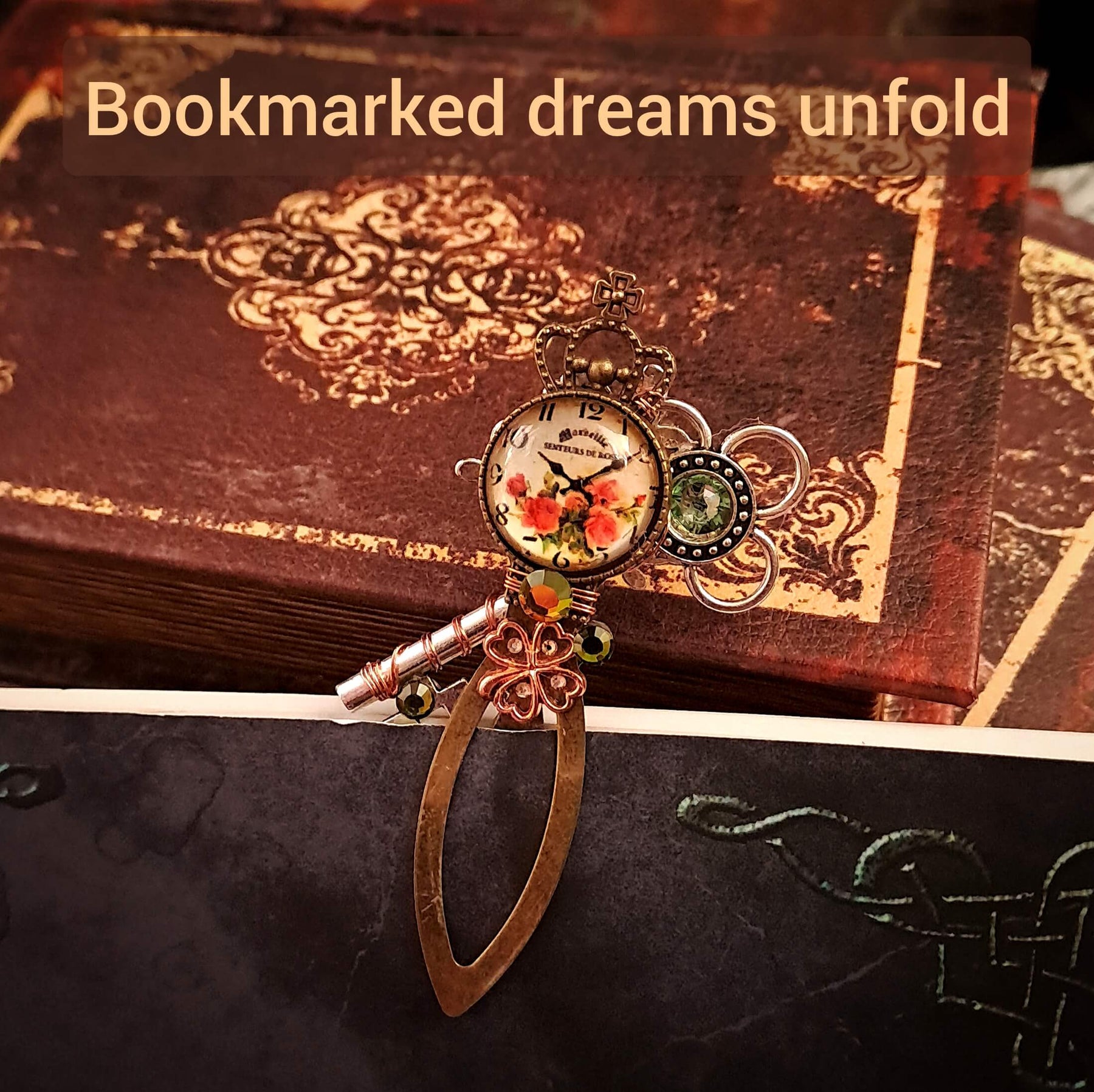 Old World Antiqued Crystal Bookmark