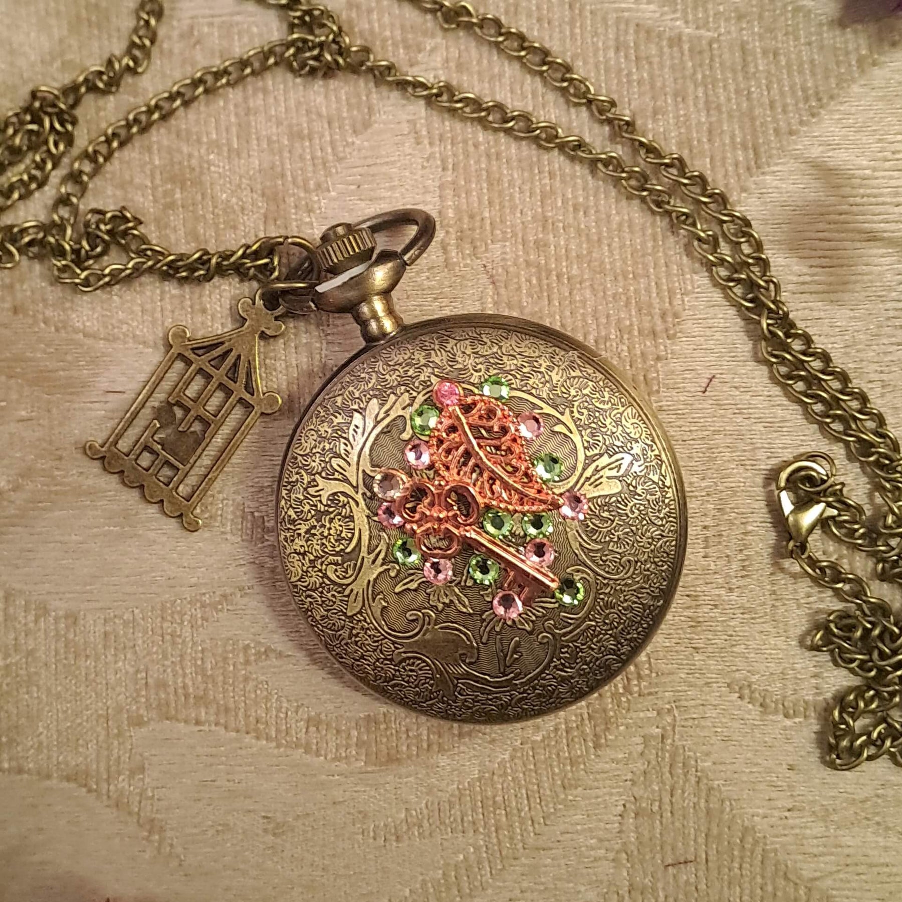 Love Birds Pocket Watch Necklace
