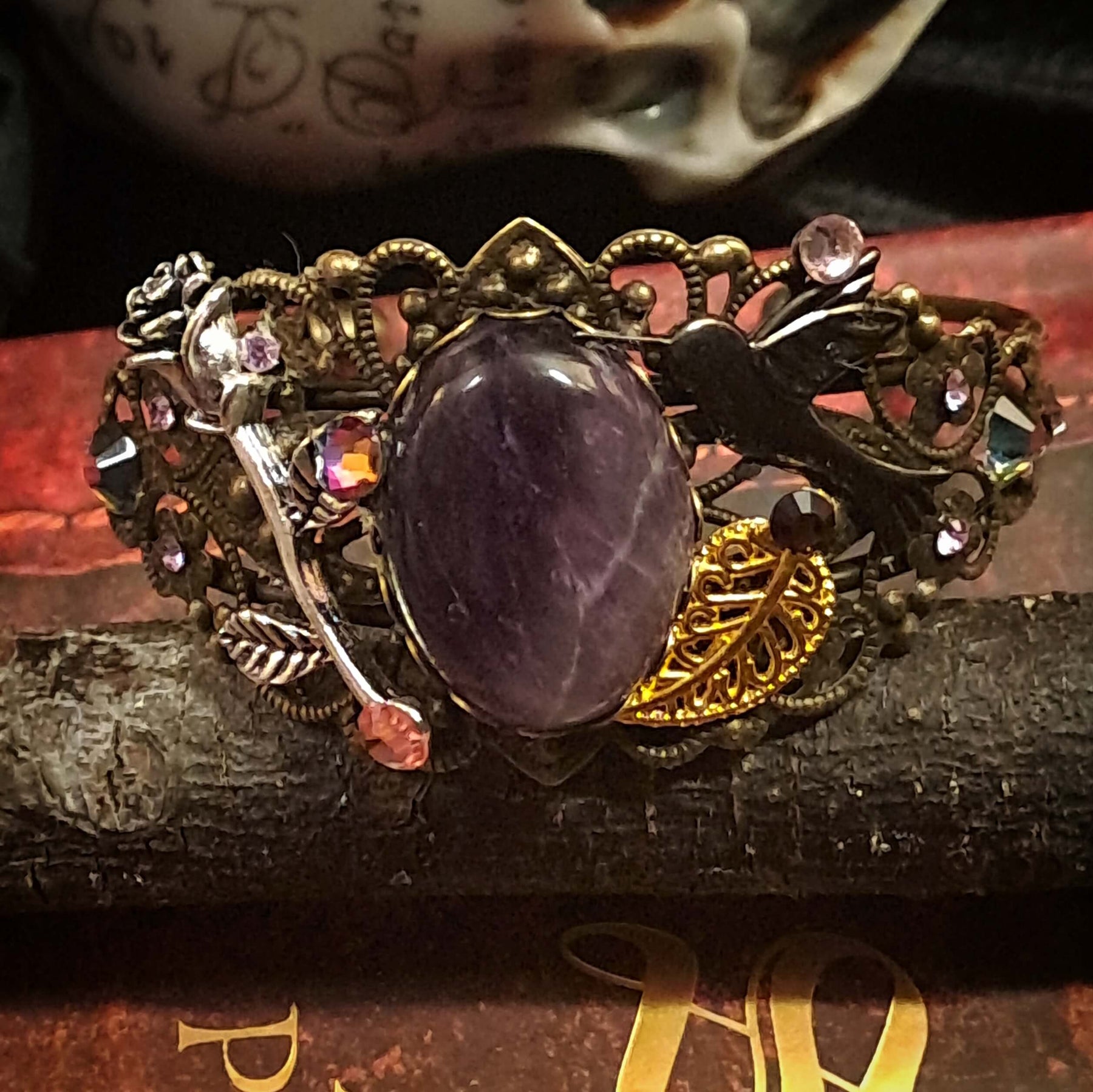 Amethyst Hummingbird Adjustable Bracelet