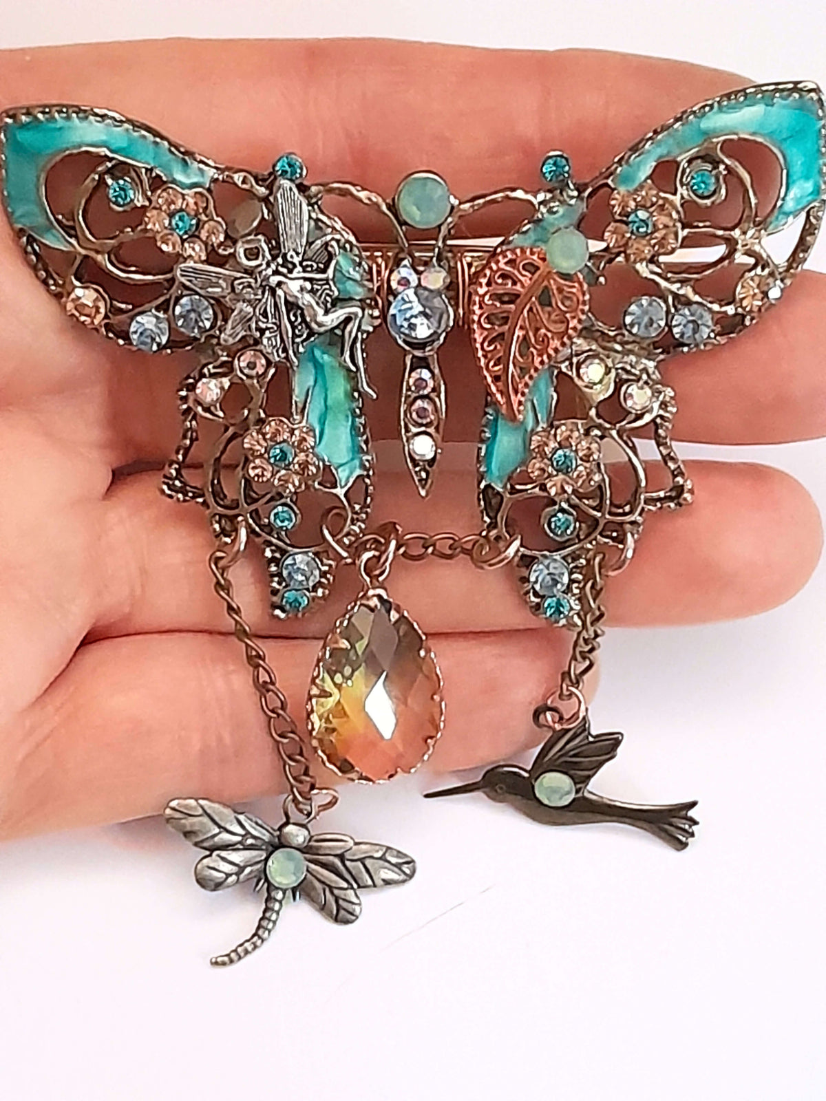 Butterfly Brooch Hummingbird & Dragonfly
