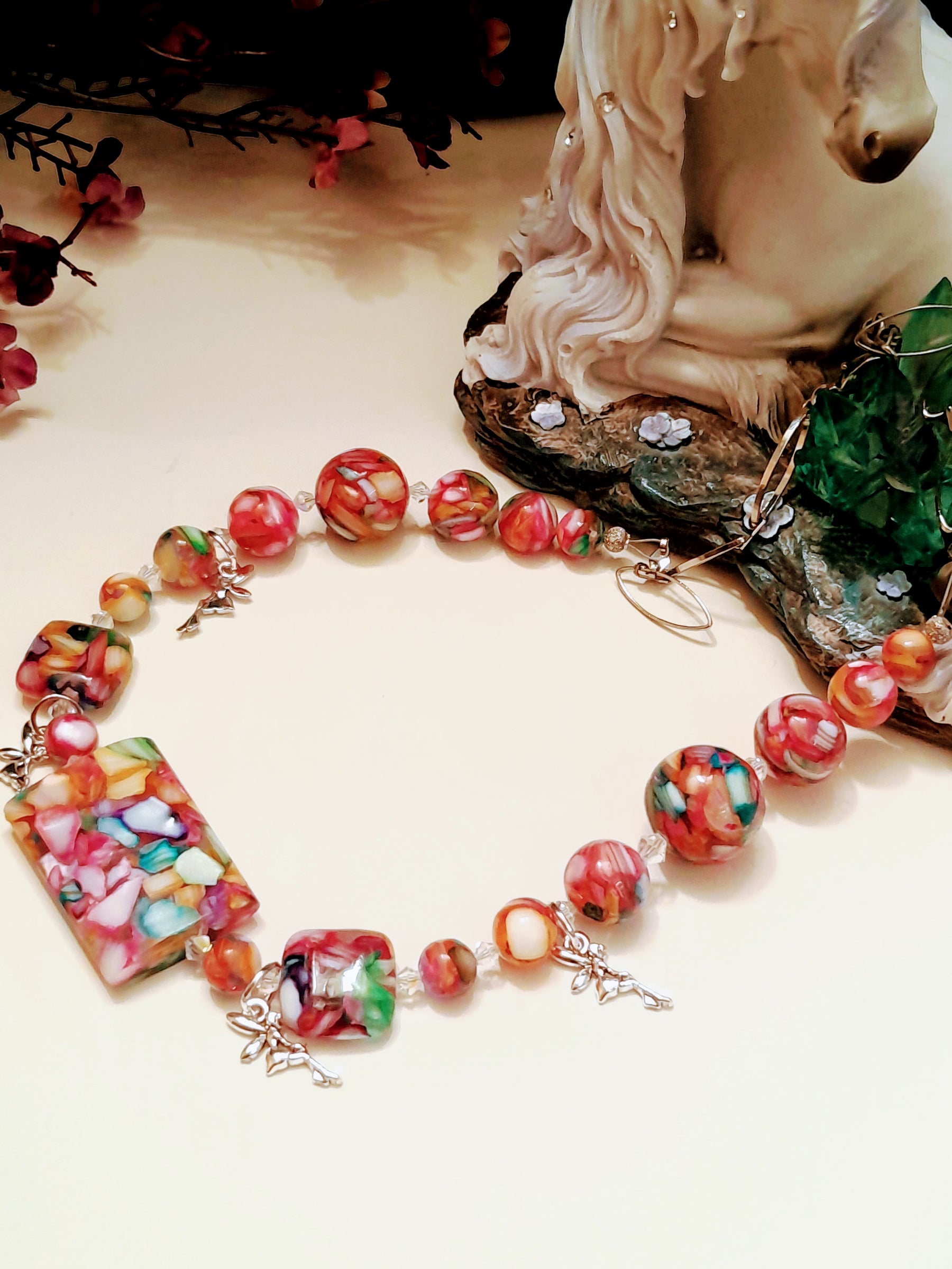 Rainbow Beads Multicolor Fairy Necklace