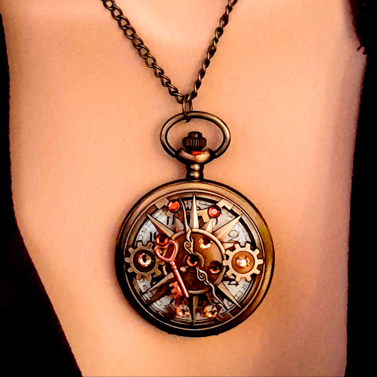 Pocket Watch Brown Crystals Vintage Style