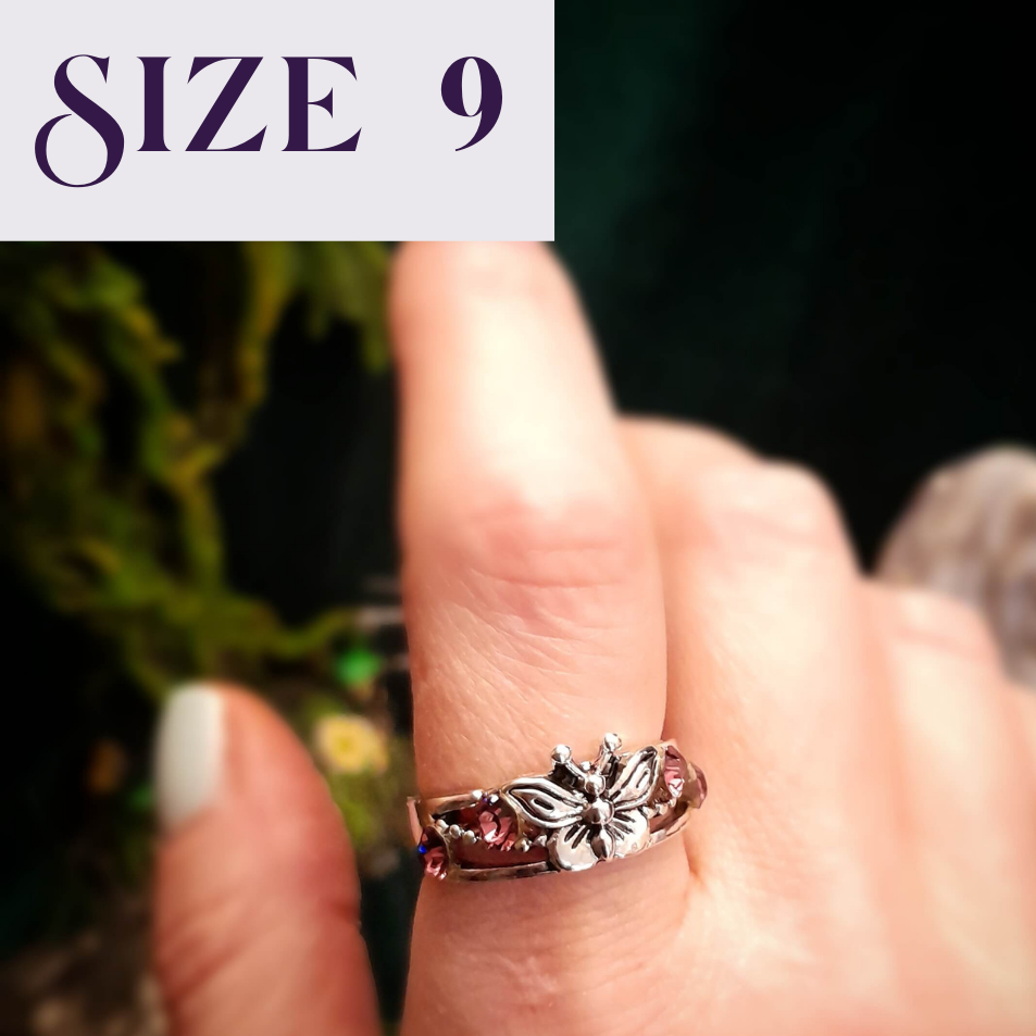 Butterfly Amethyst Purple Ring Size 9