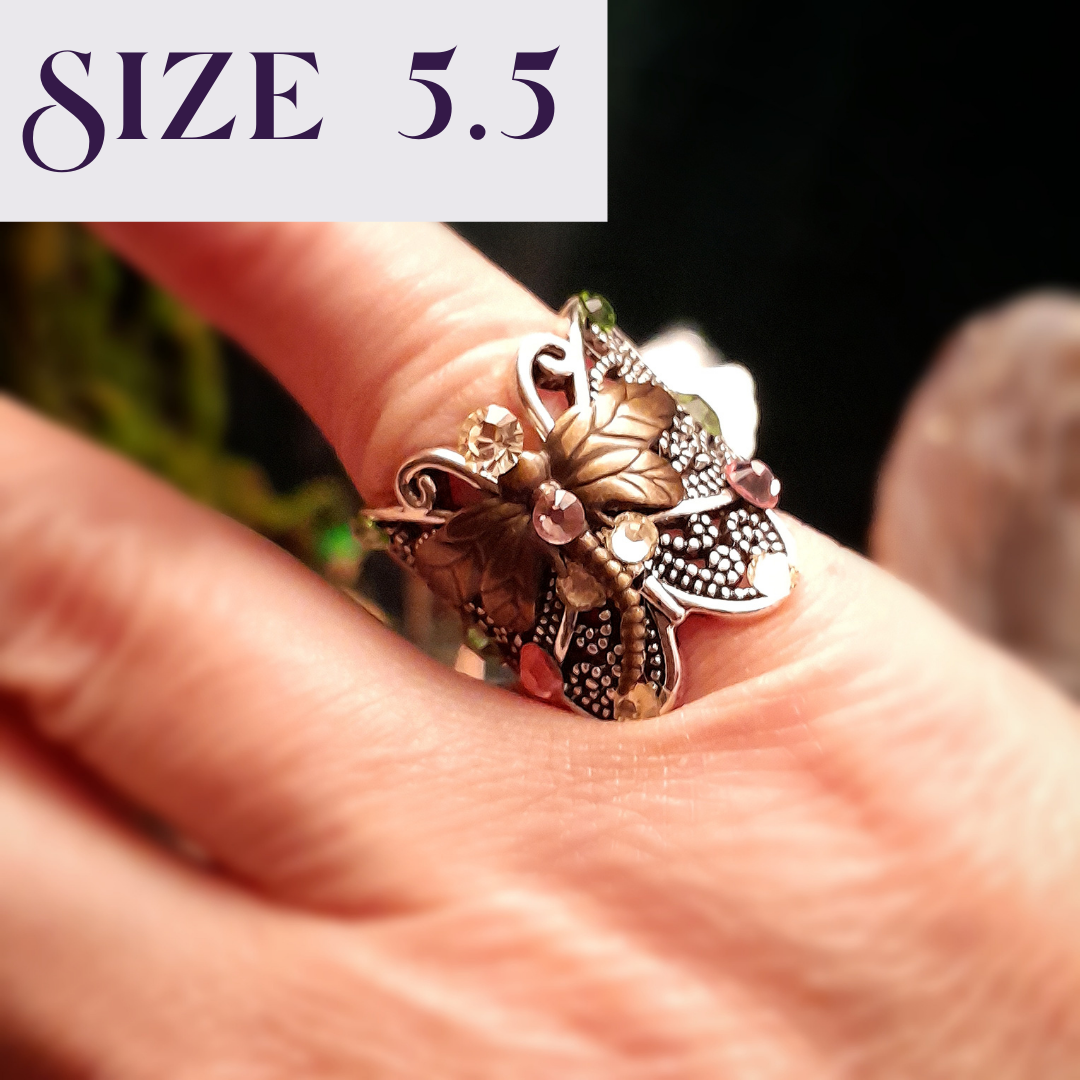 Butterfly Dragonfly Nature Ring Size 5.5