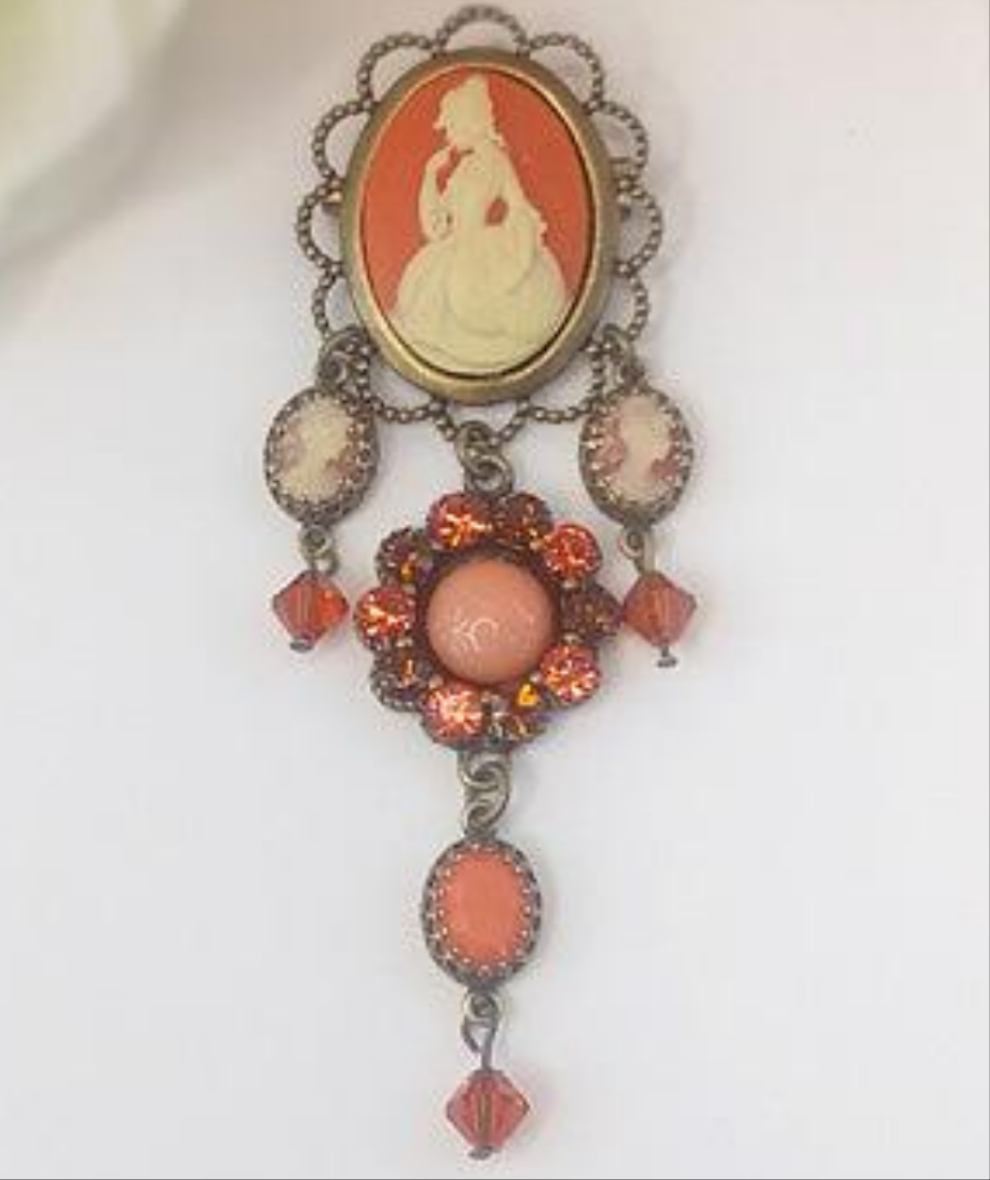 Cameo Brooch Dangle Pin