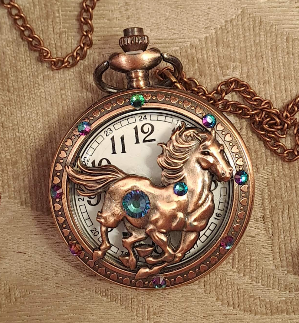 Horse Pocket Watch Equestrian Necklace
