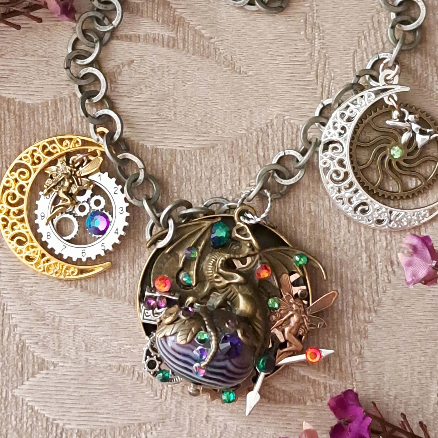 Fantasy Dragon Amethyst Necklace