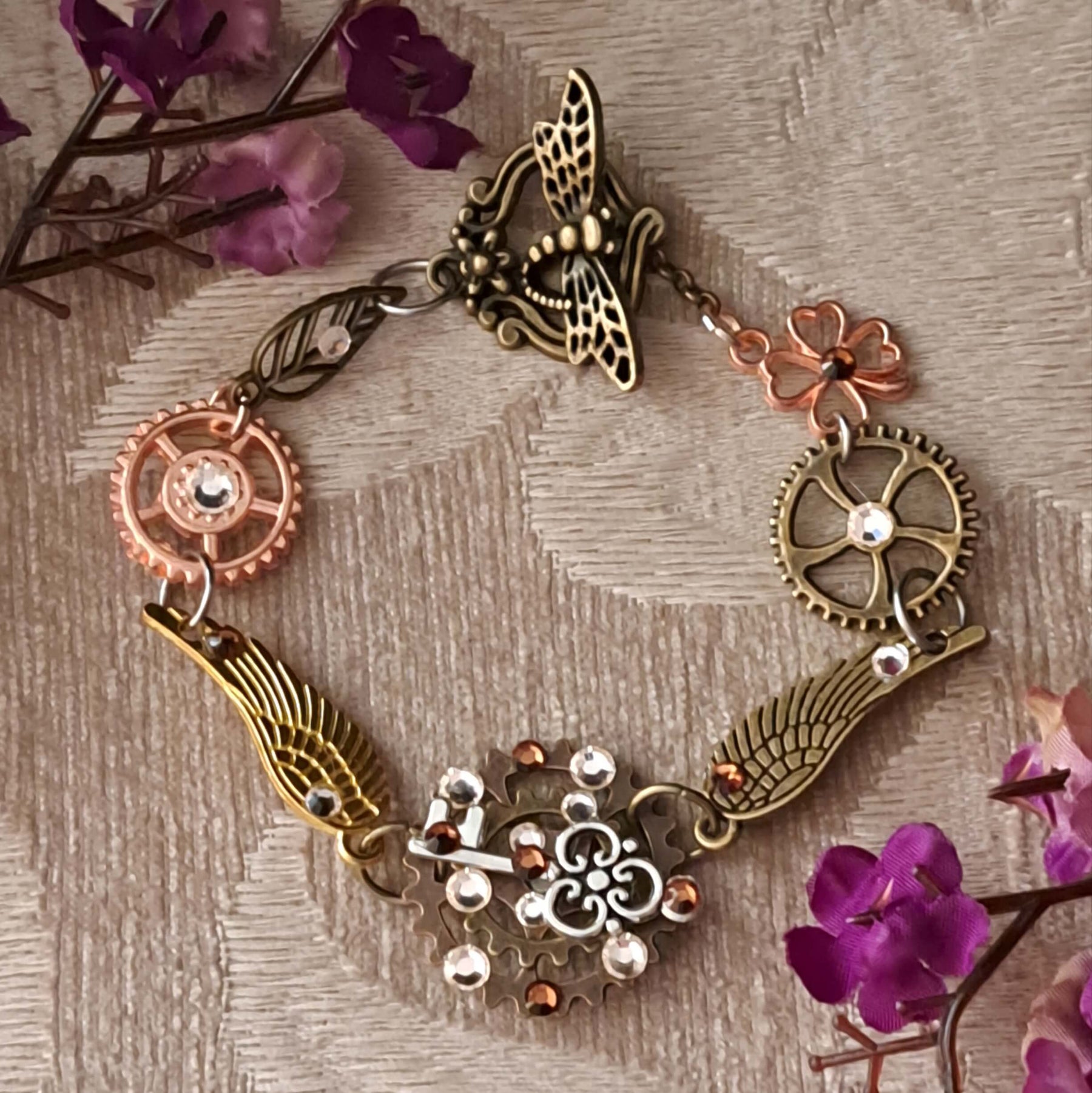 Fantasy Clock and Gears Bracelet