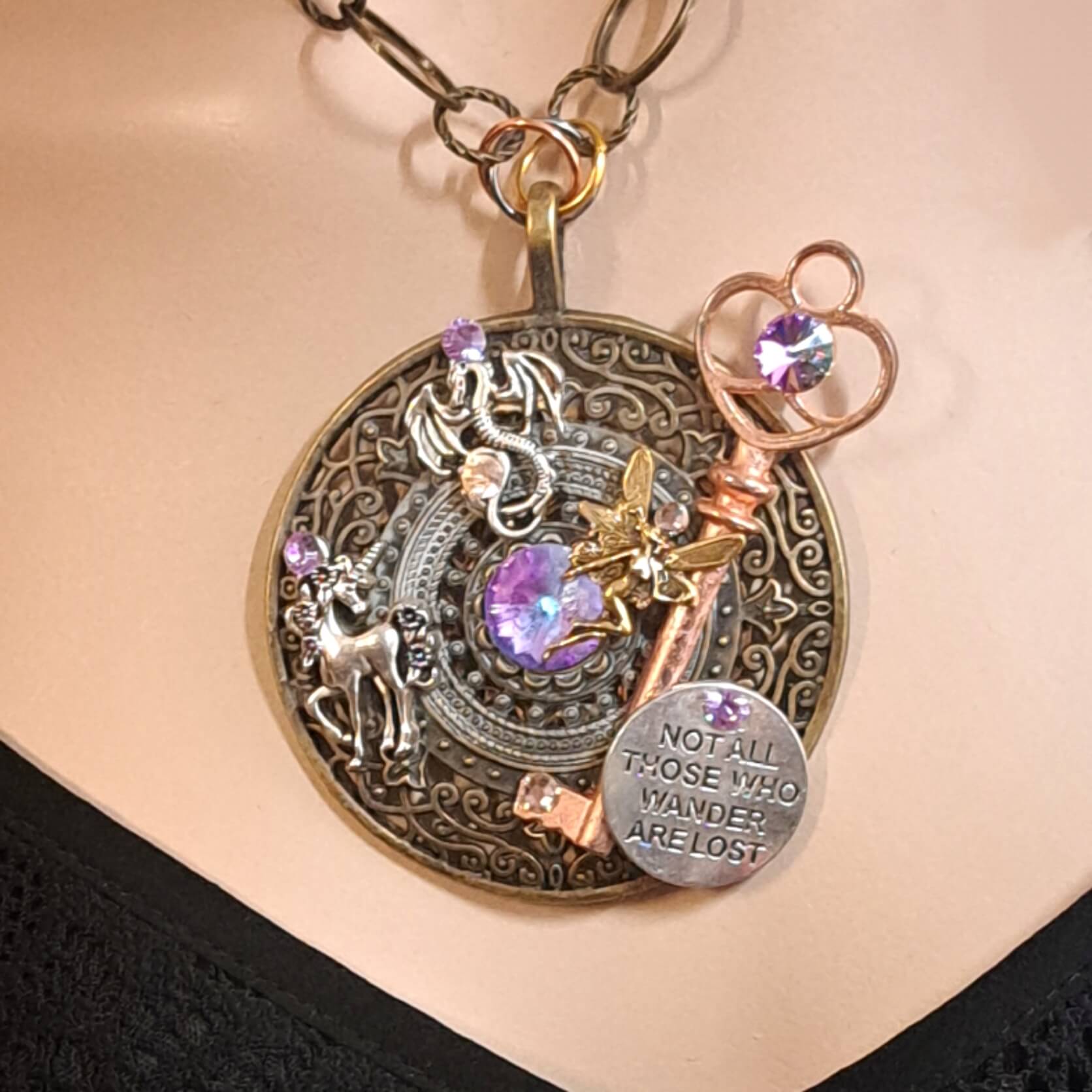 Fantasy Magical Round Filigree Necklace