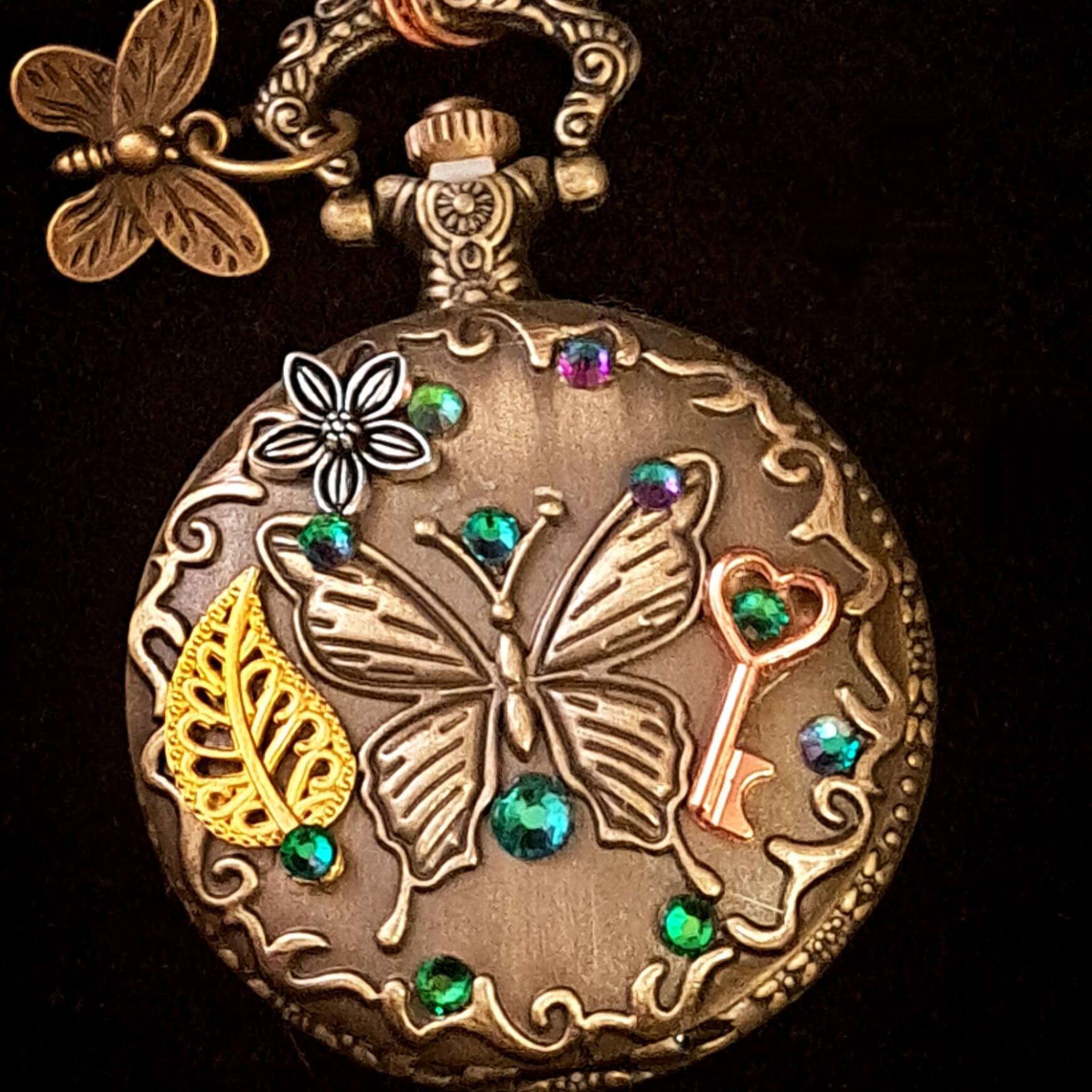 Butterfly Pocket Watch Pendant Necklace