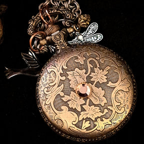 Butterfly Pendant Pocket Watch Necklace