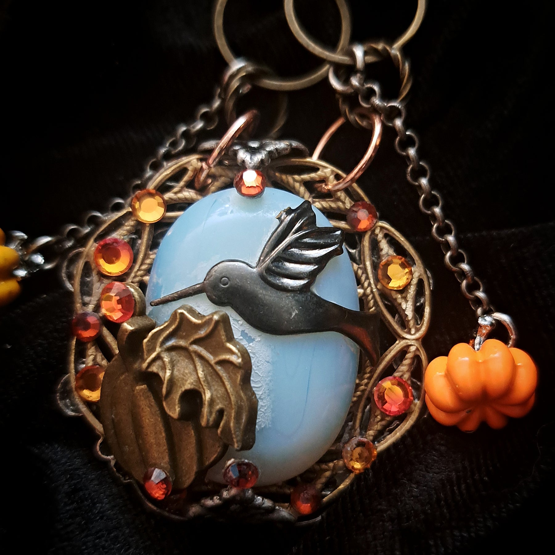 Hummingbird White Opal Fantasy Necklace