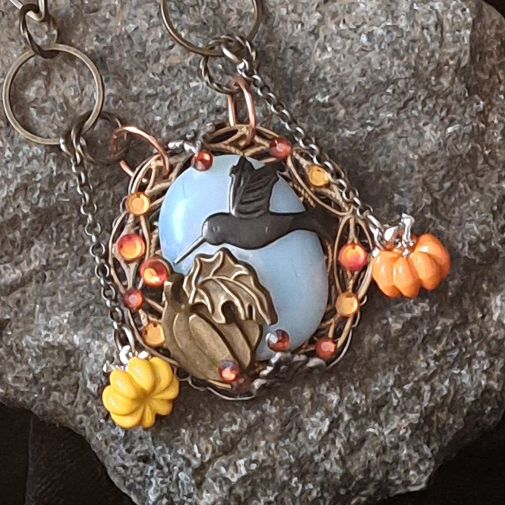 Hummingbird White Opal Fantasy Necklace