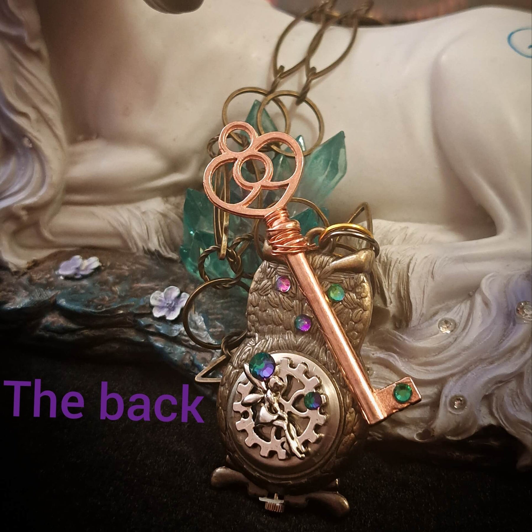 Owl Fantasy Clock Necklace - with Enchanting Fairy