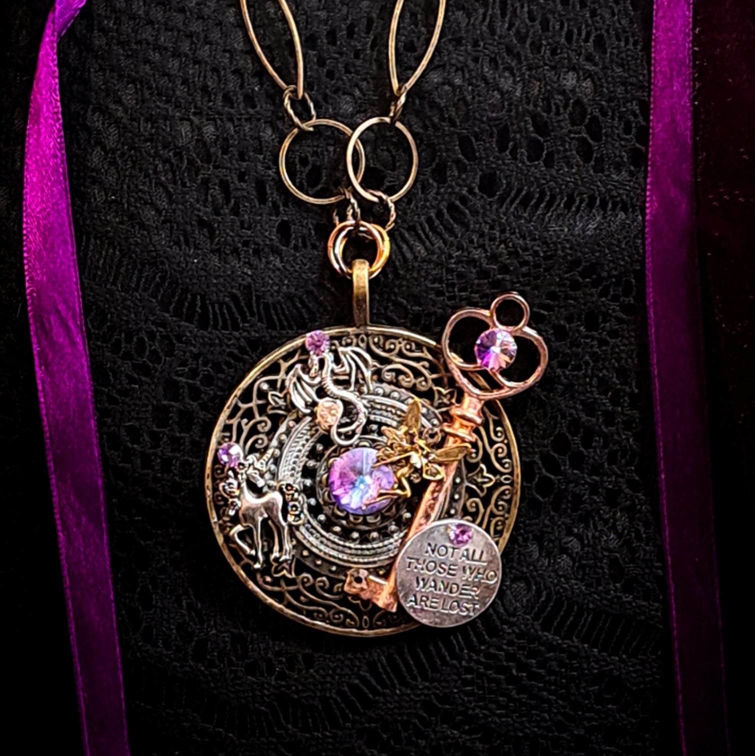 Fantasy Magical Round Filigree Necklace