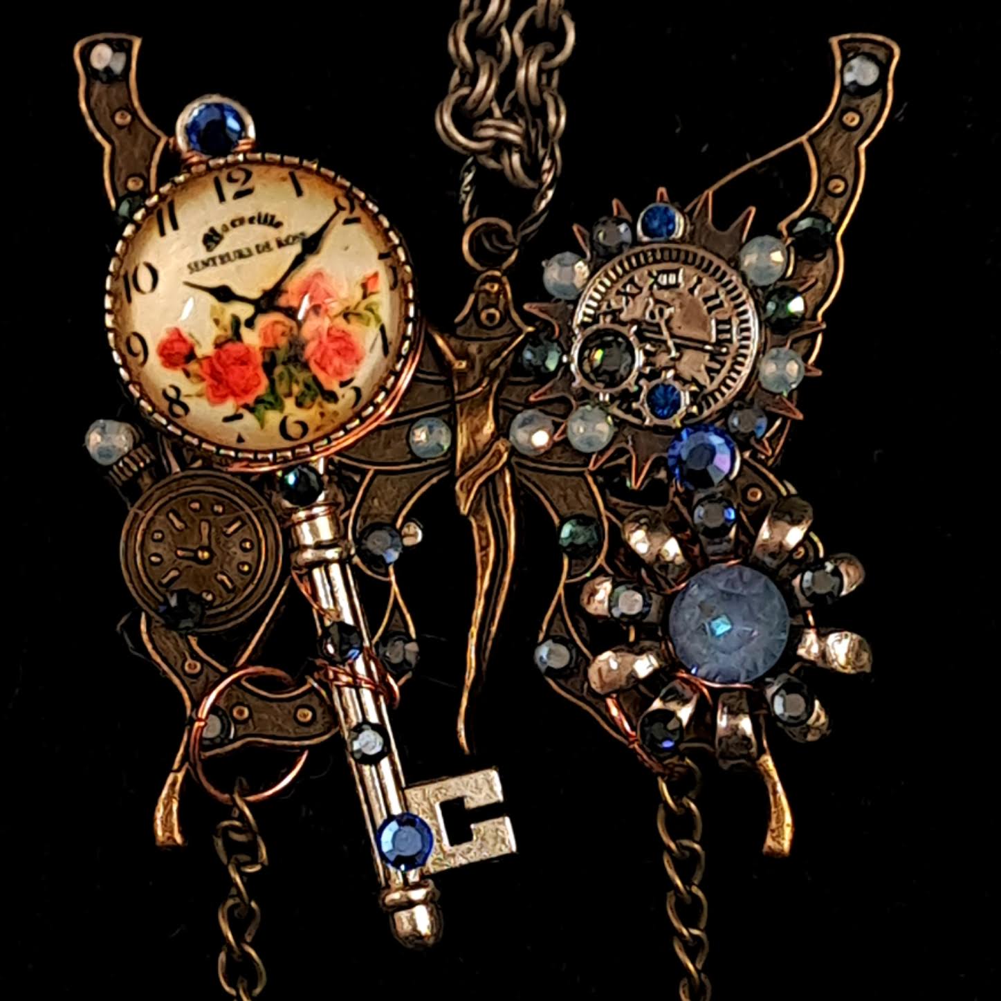 Fantasy Butterfly Blue Crystal Necklace