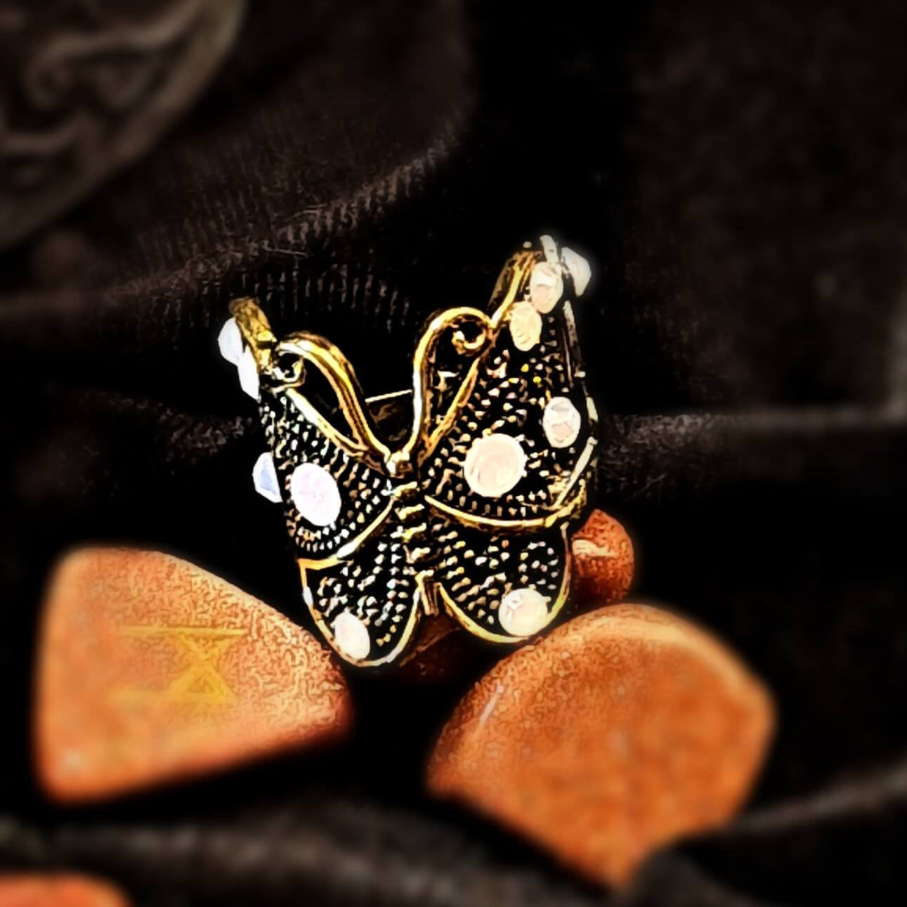Butterfly Hummingbird Filigree Ring - Size 6