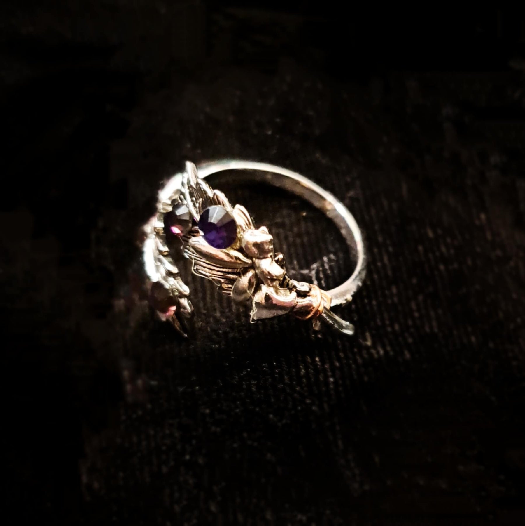 Amethyst Crystal Fairy Adjustable Ring