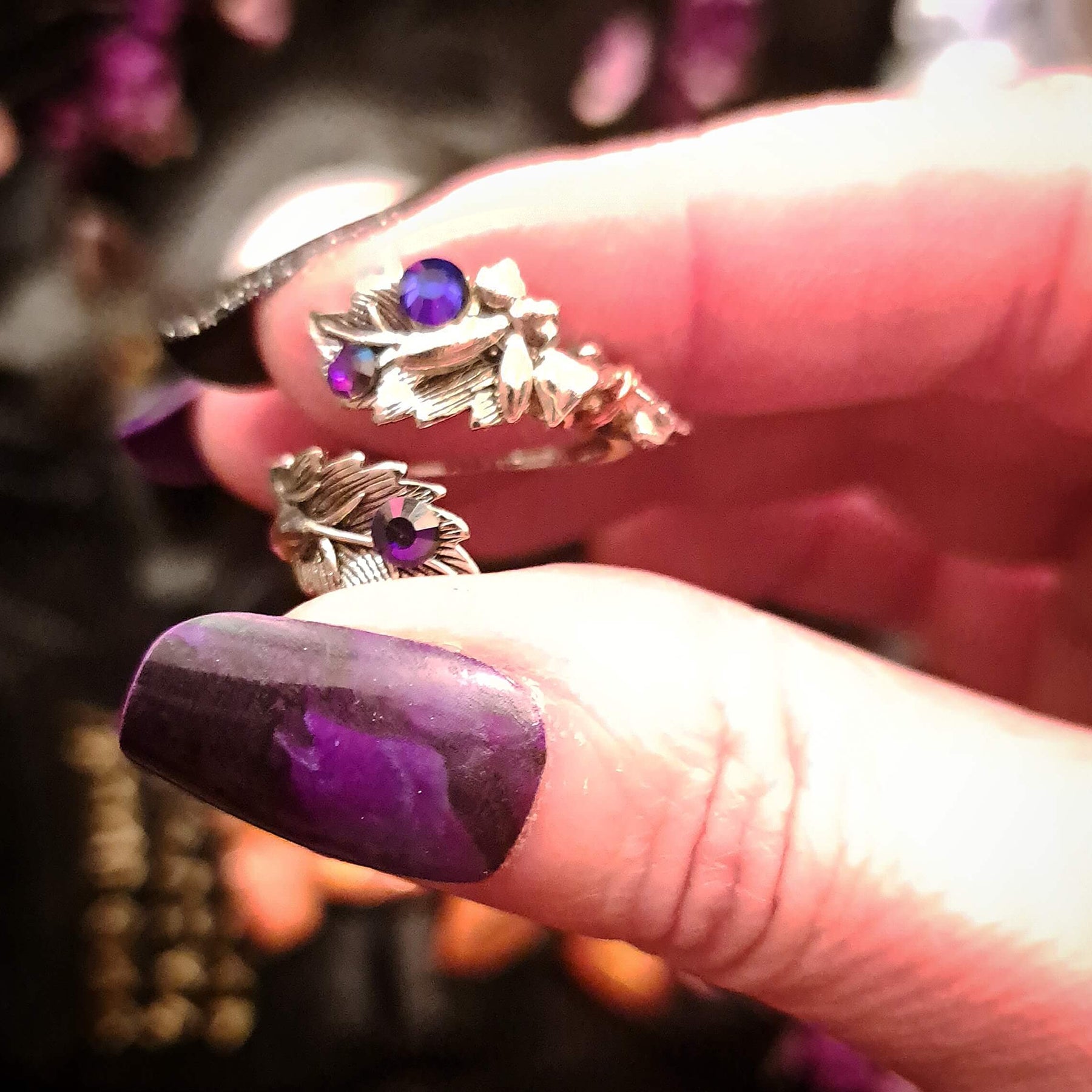 Amethyst Crystal Fairy Adjustable Ring