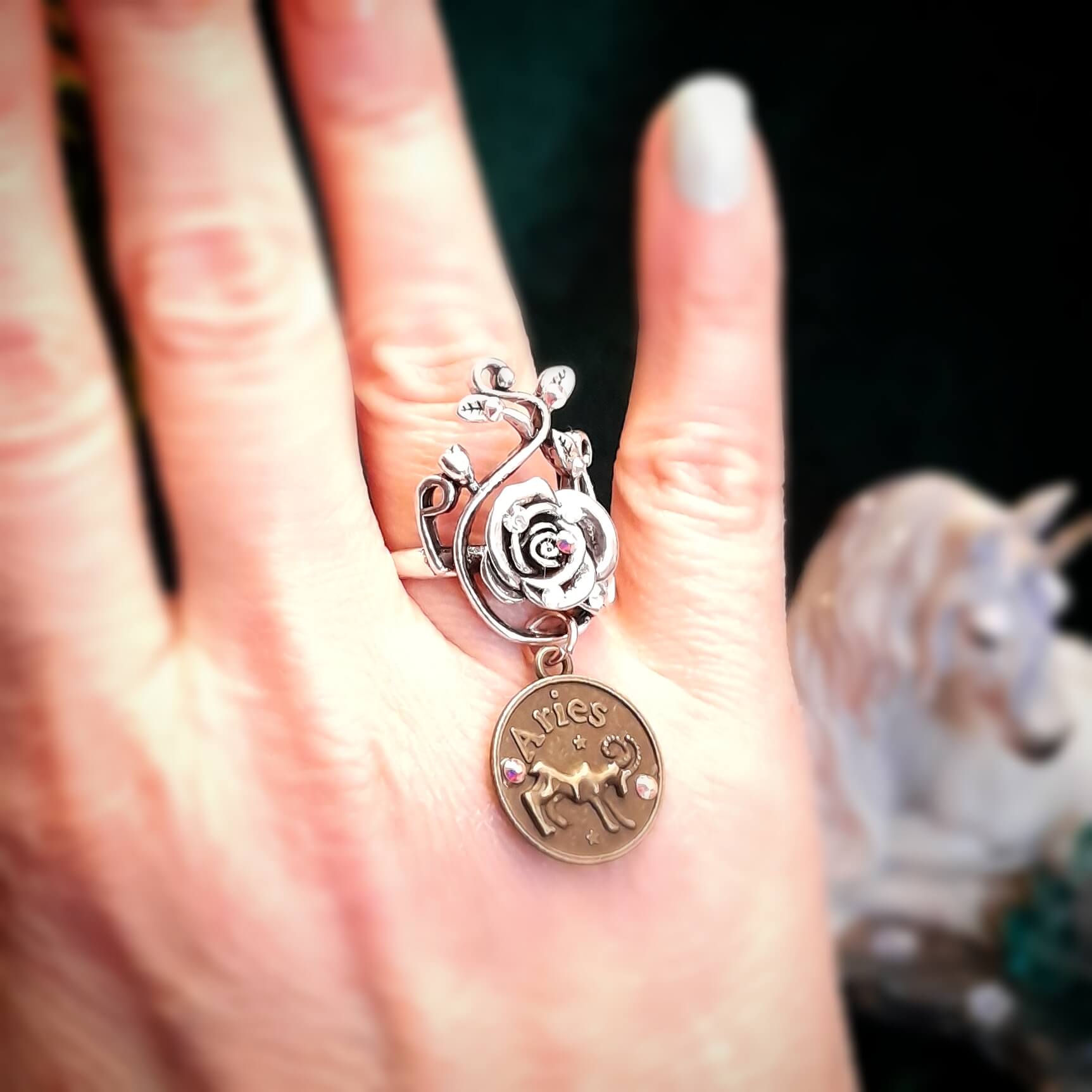 Aries April Birthday Rose Ring - Size 8
