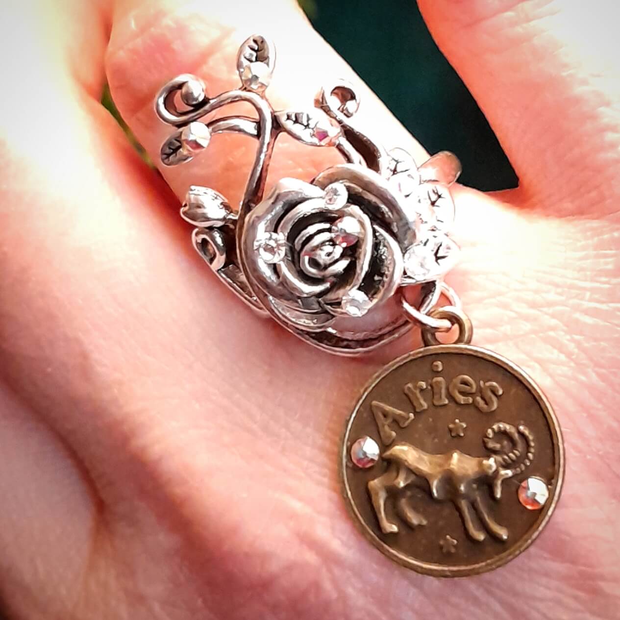 Aries April Birthday Rose Ring - Size 8