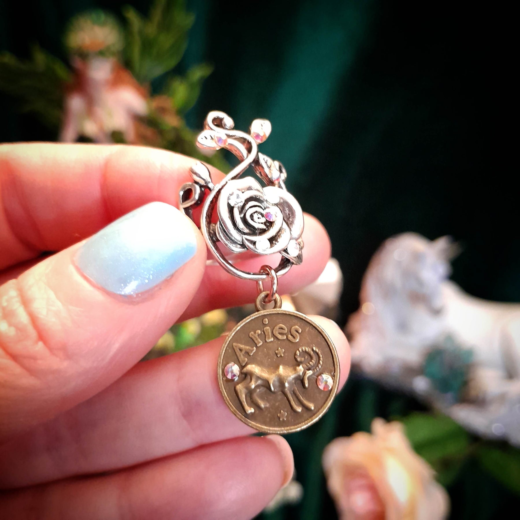 Aries April Birthday Rose Ring - Size 8