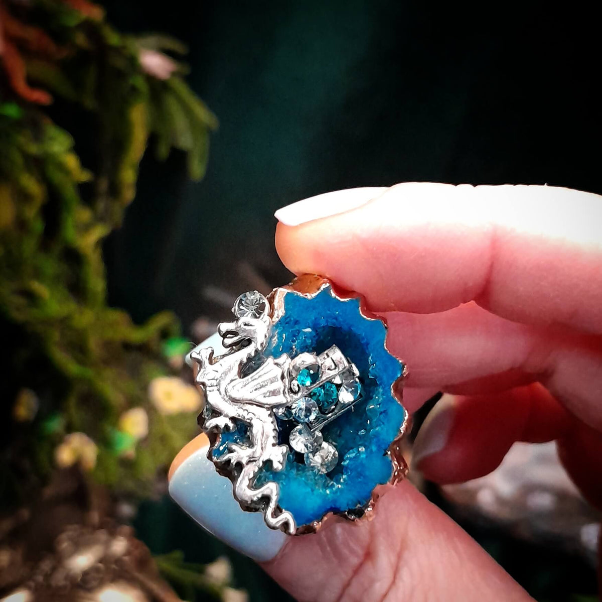 Adjustable Ring Geode Dragon