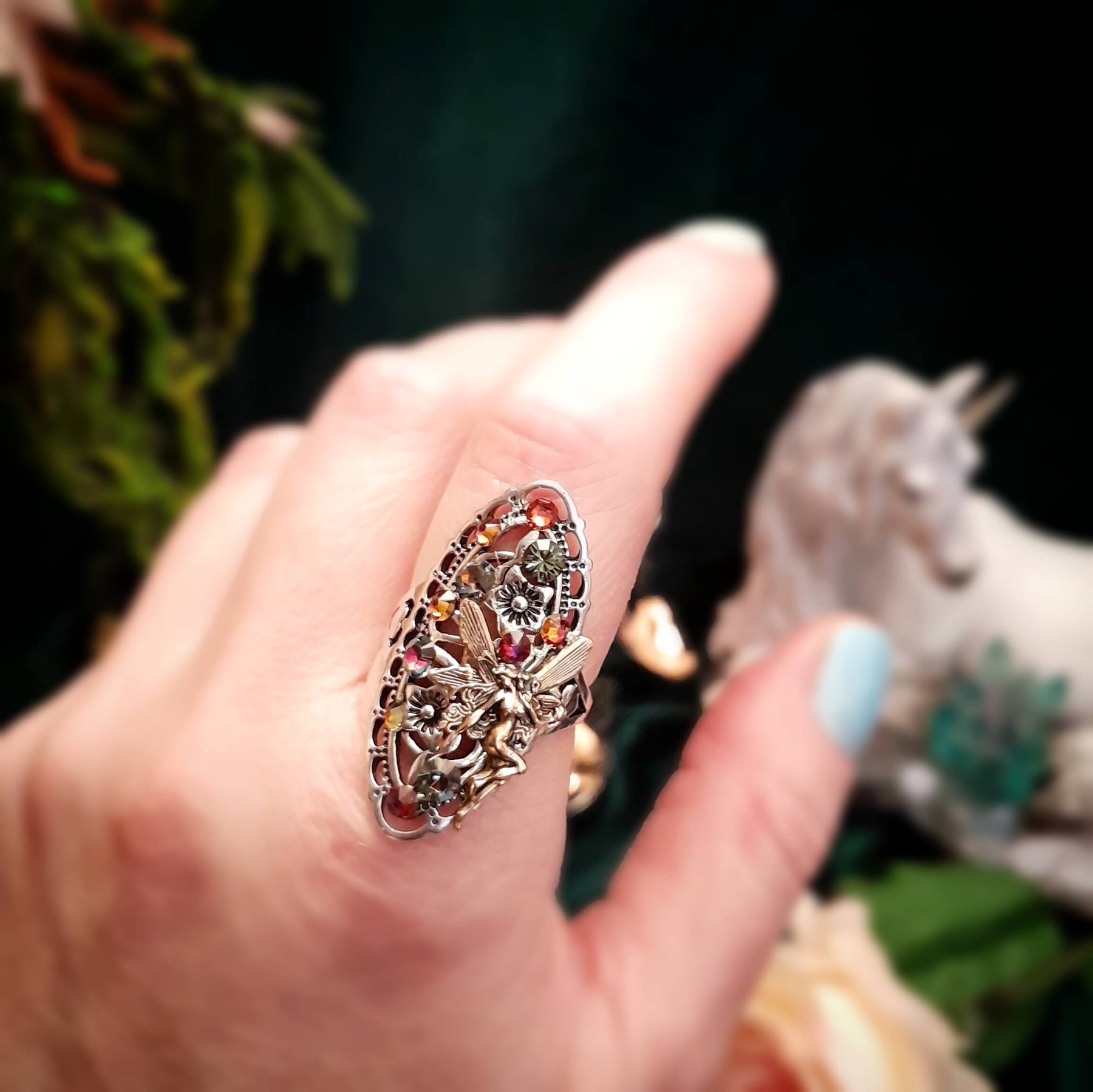 Fairy Fantasy Statement Ring Size 9.5