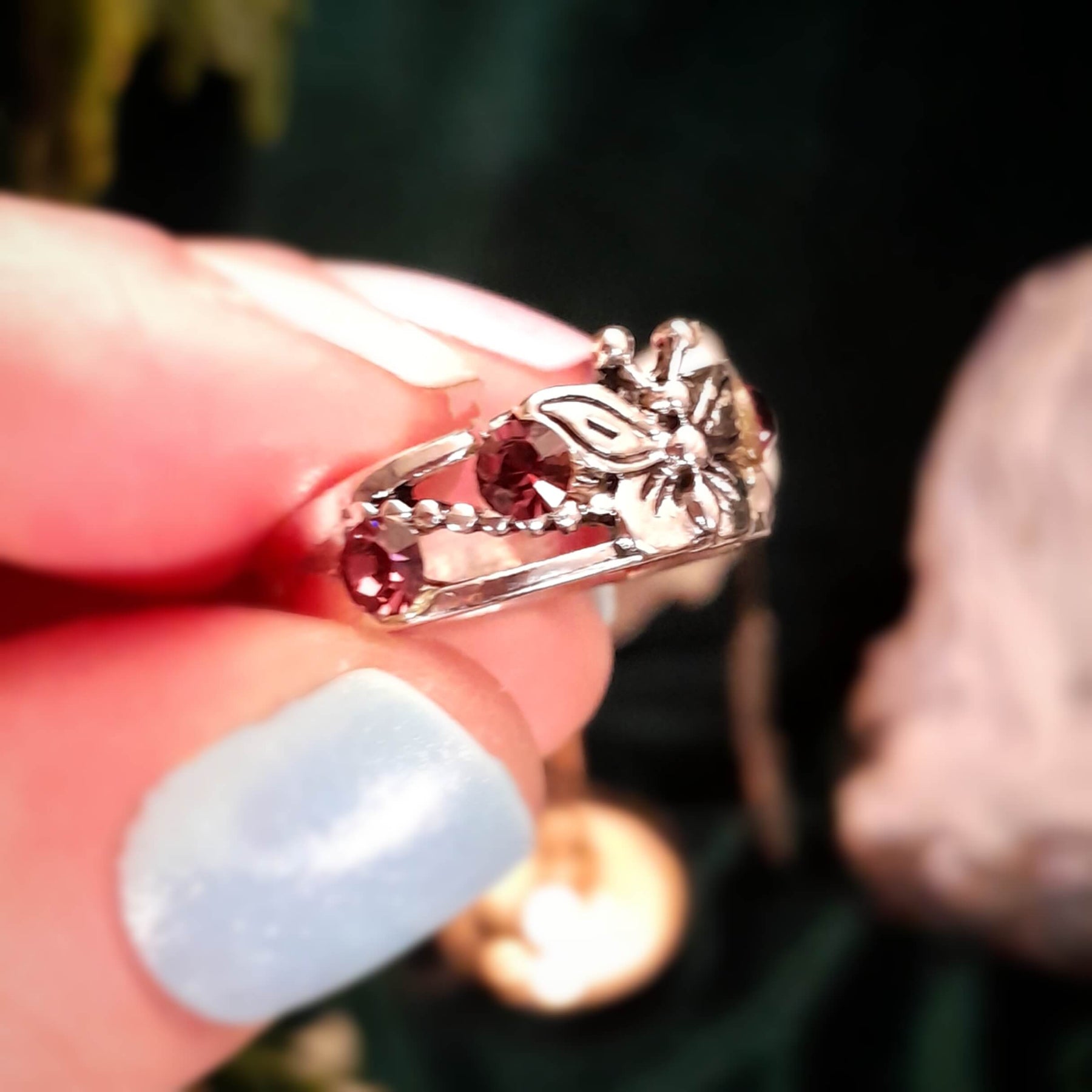 Butterfly Amethyst Purple Ring Size 9