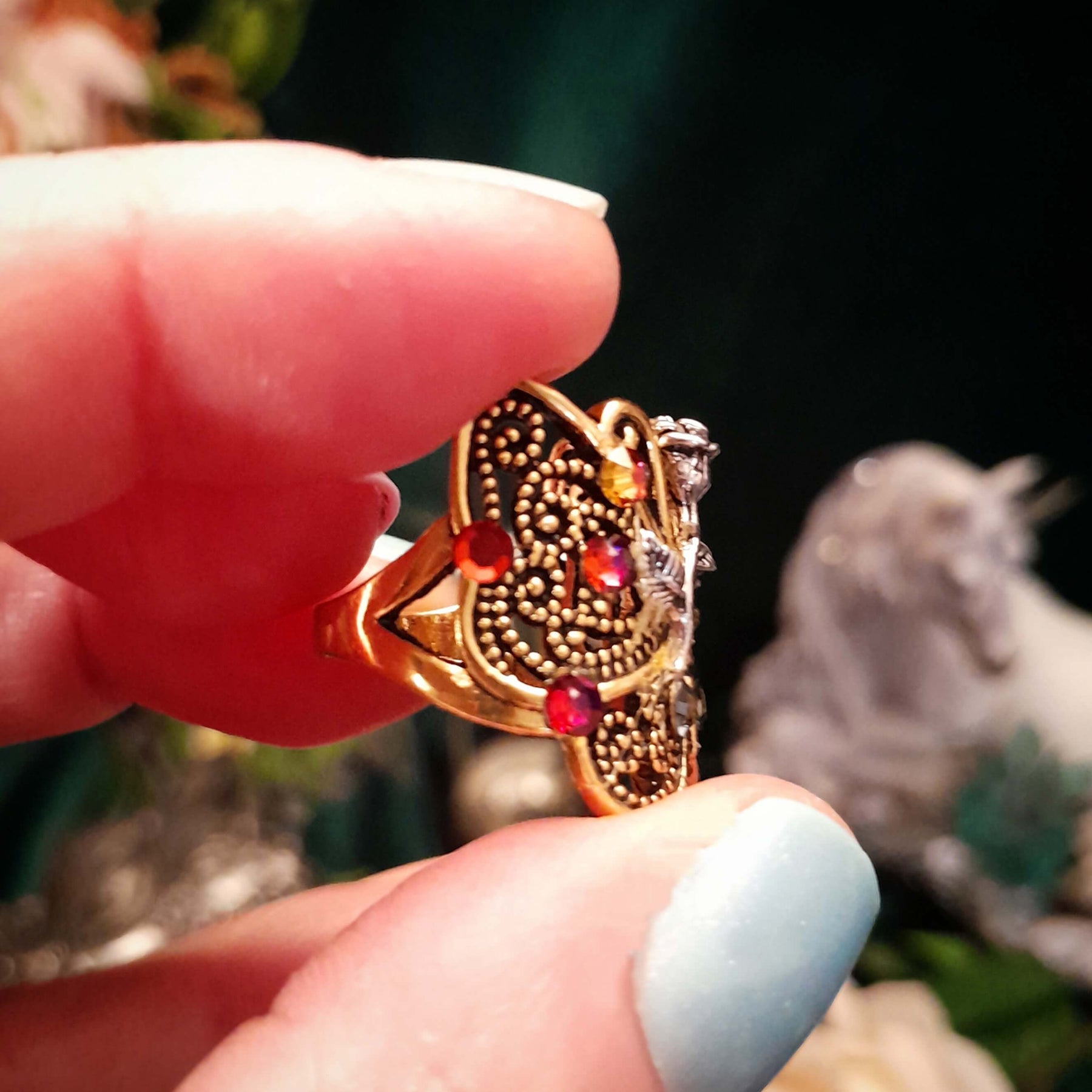 Butterfly Filigree Flower Ring - Size 7.5
