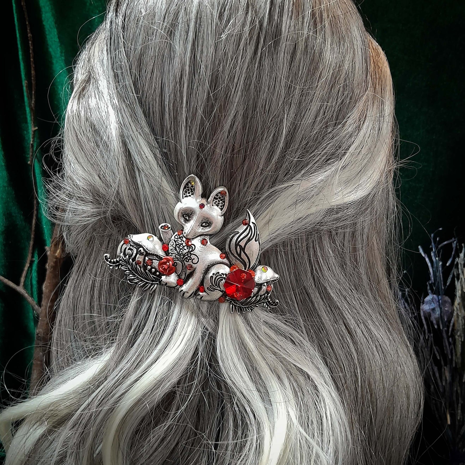 Fox Red Crystals Hair Clip Barrette