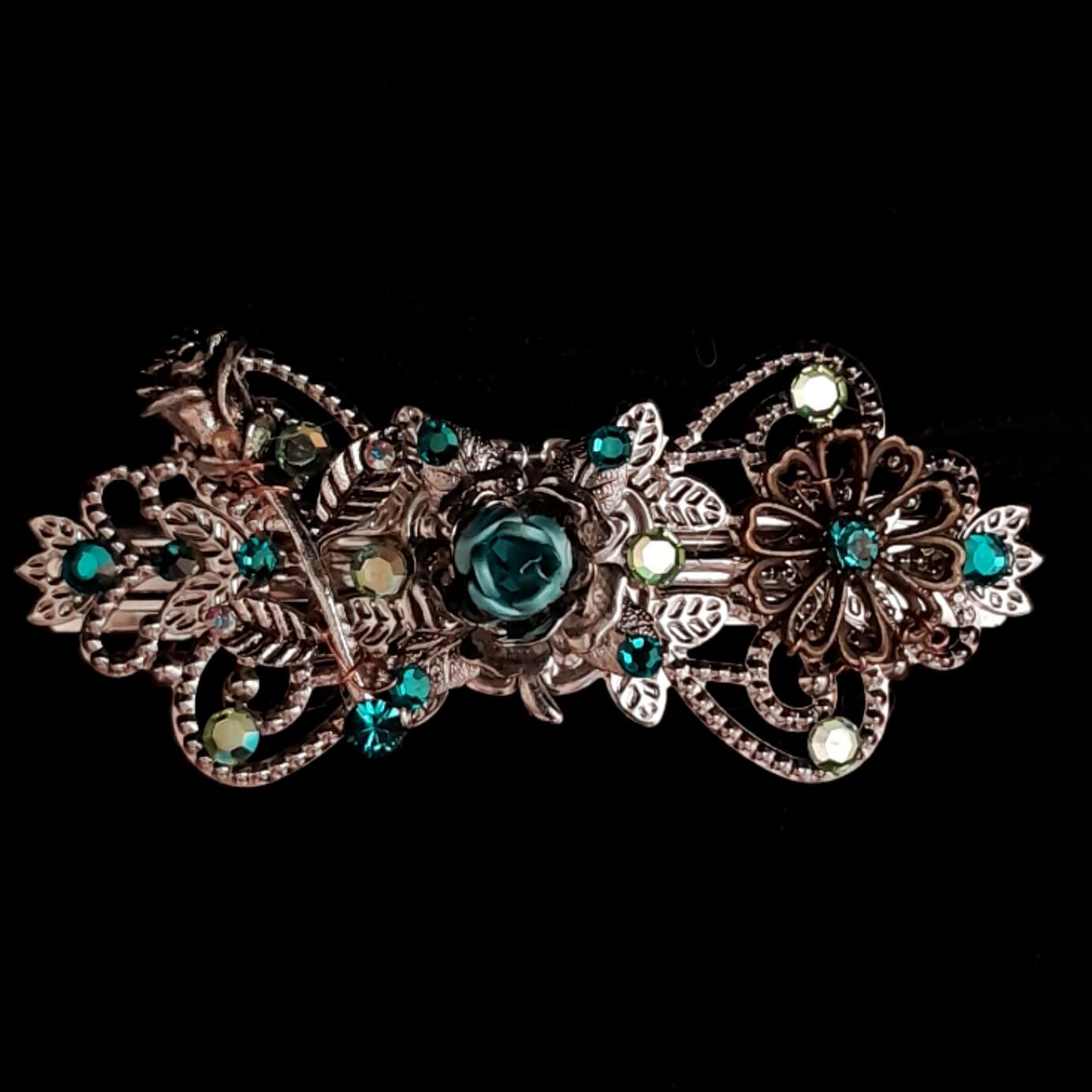 Turquoise Rose Hairclip Barrette