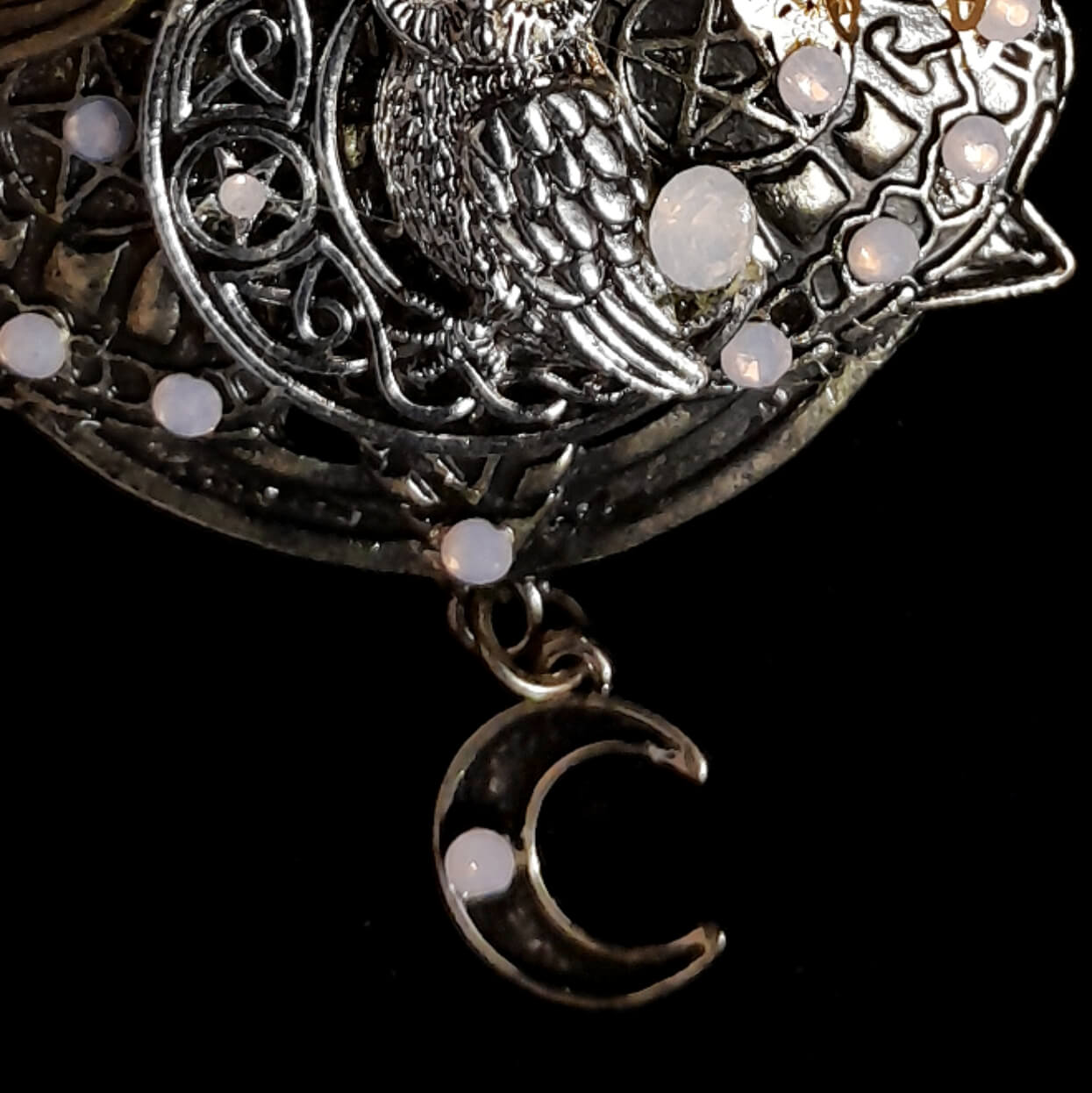 Large Boho Moon Owl Hairclip