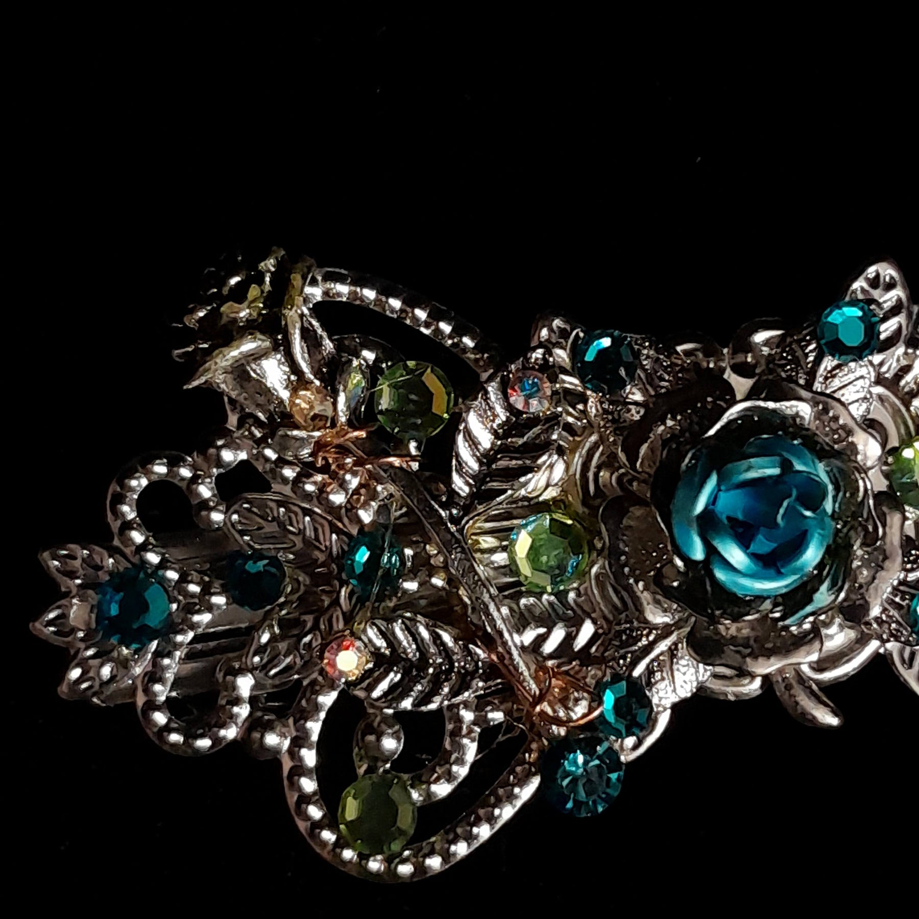 Turquoise Rose Hairclip Barrette