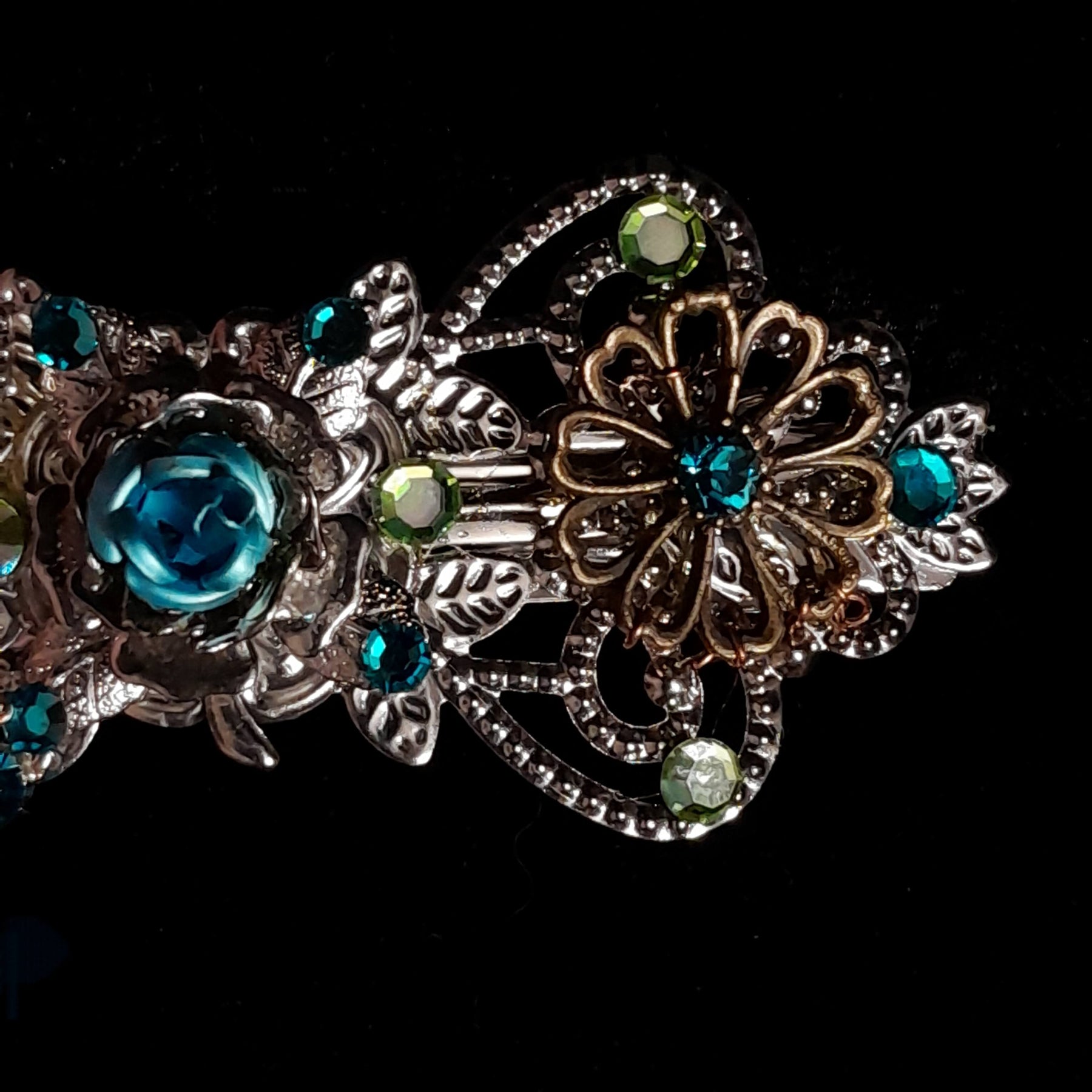 Turquoise Rose Hairclip Barrette