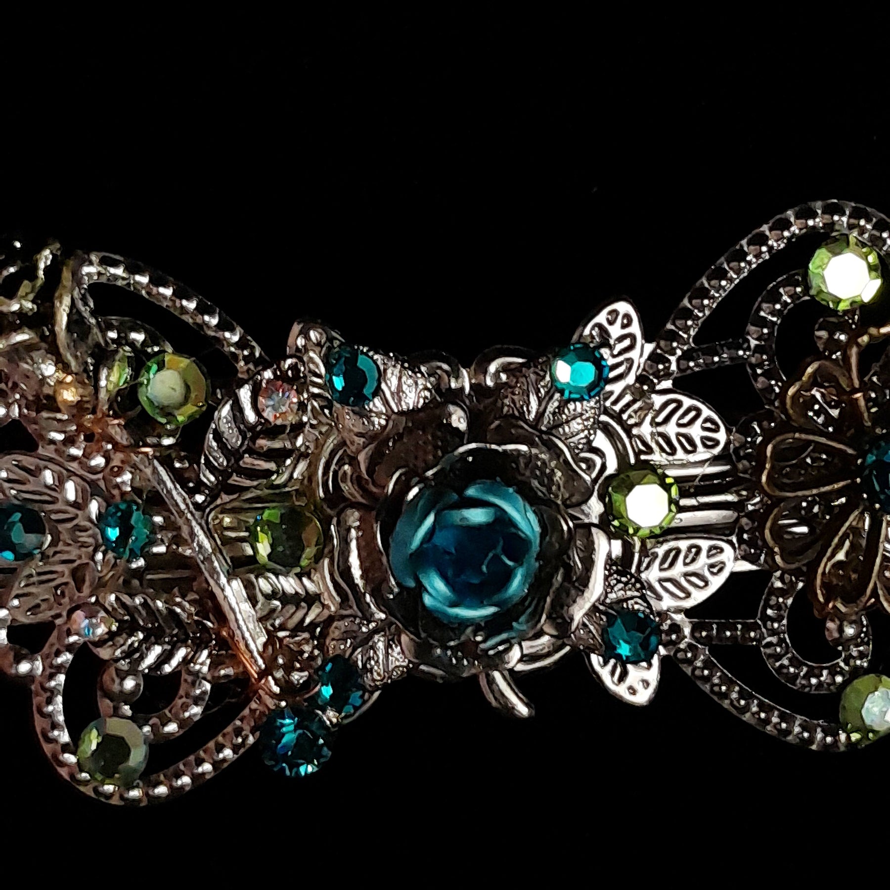Turquoise Rose Hairclip Barrette