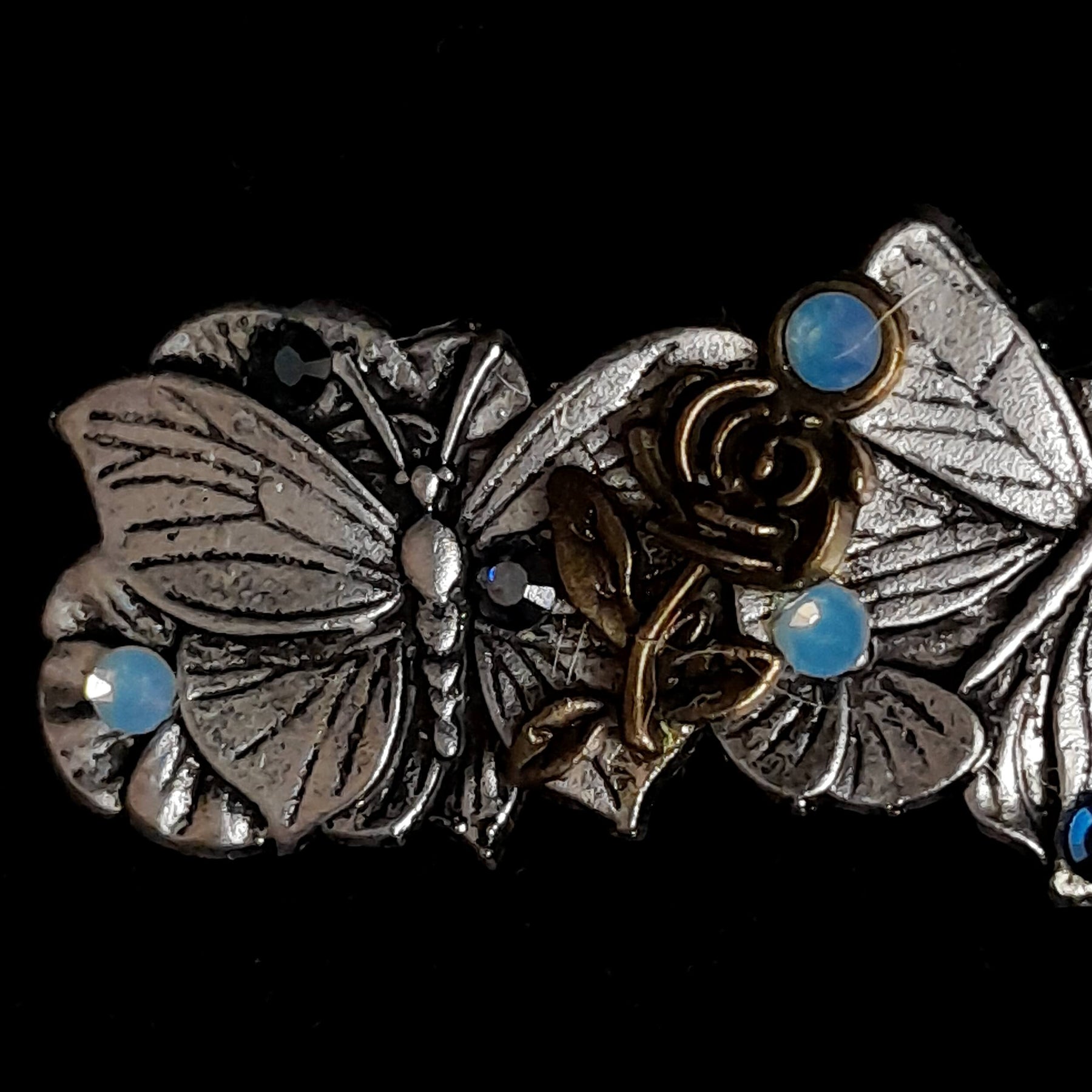 Butterflies Blue Crystal Hairclip Barrette