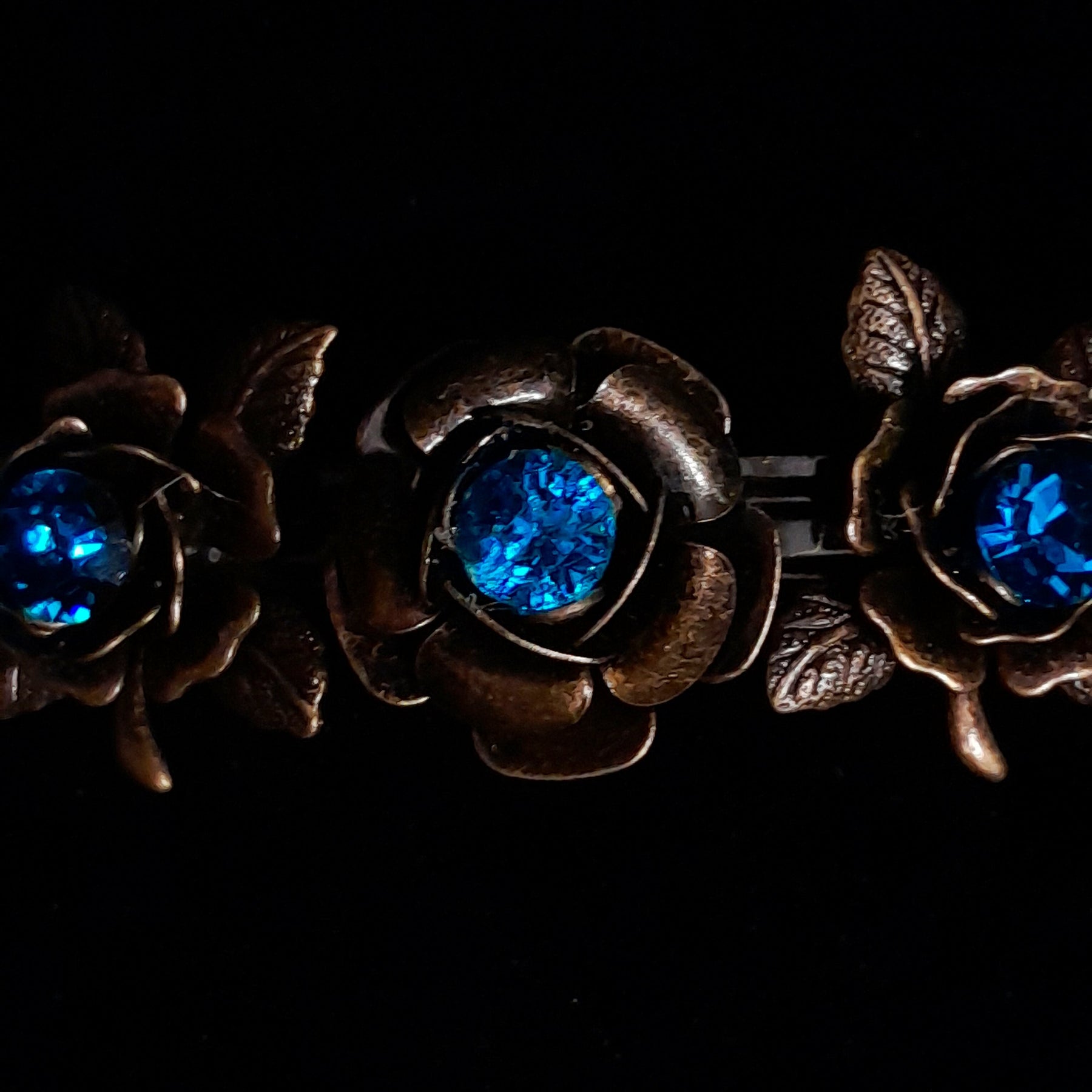 4 Rose Blue Crystal Hairclip Barrette