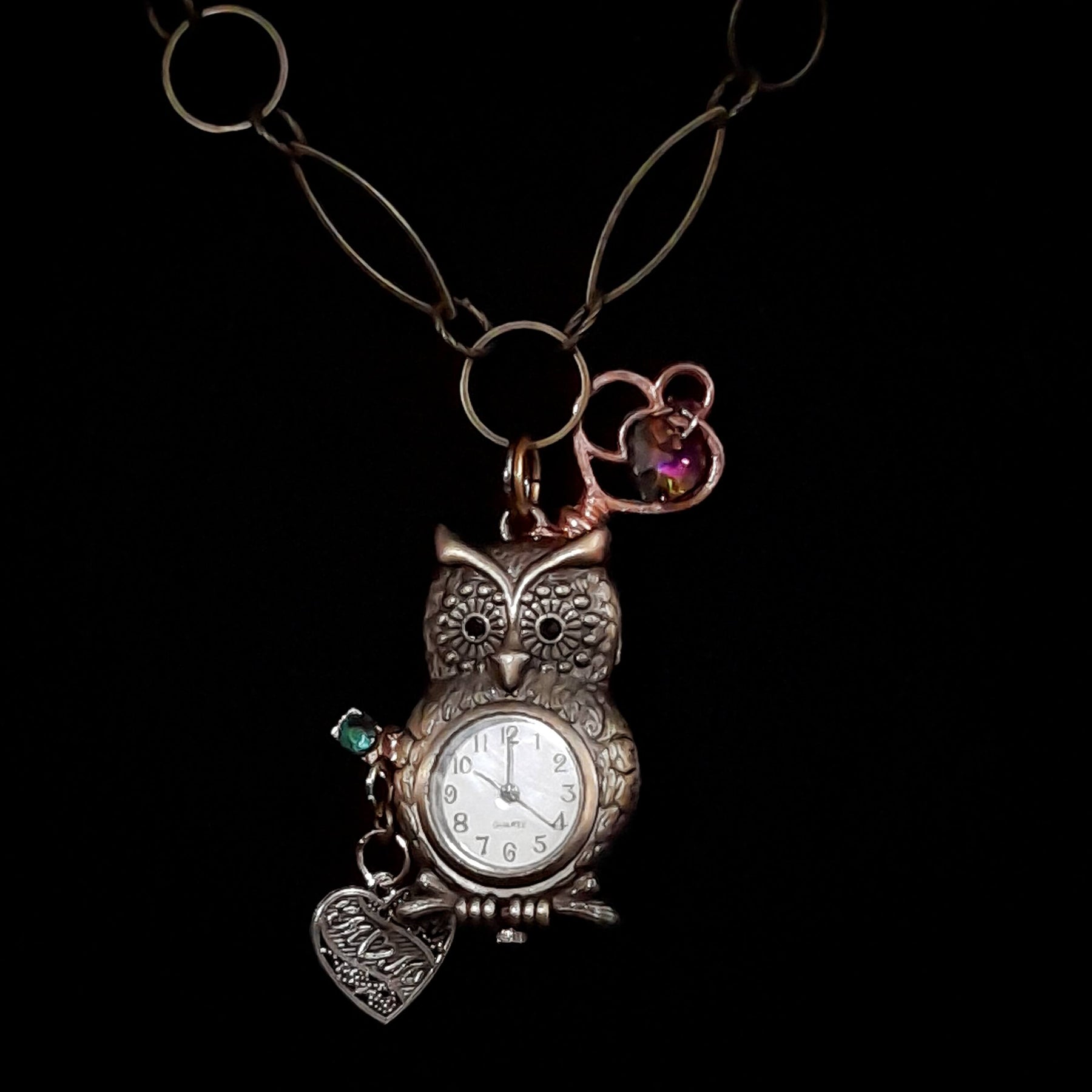 Owl Clock Whimsical Mothers Day Necklace