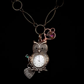 Owl Clock Whimsical Mothers Day Necklace