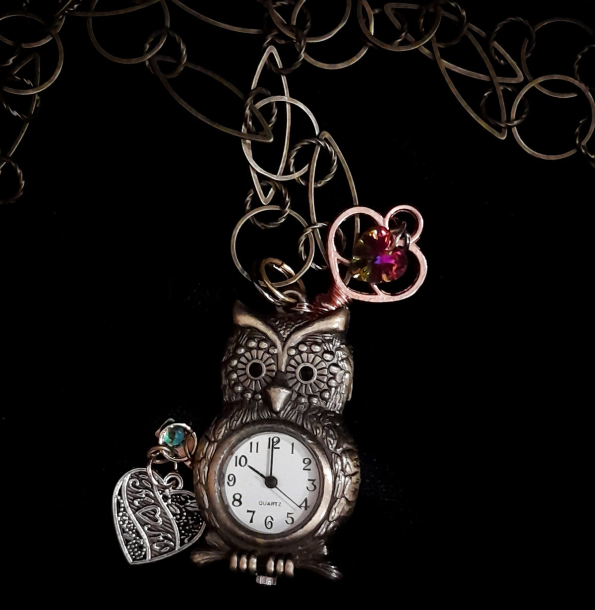Owl Clock Whimsical Mothers Day Necklace