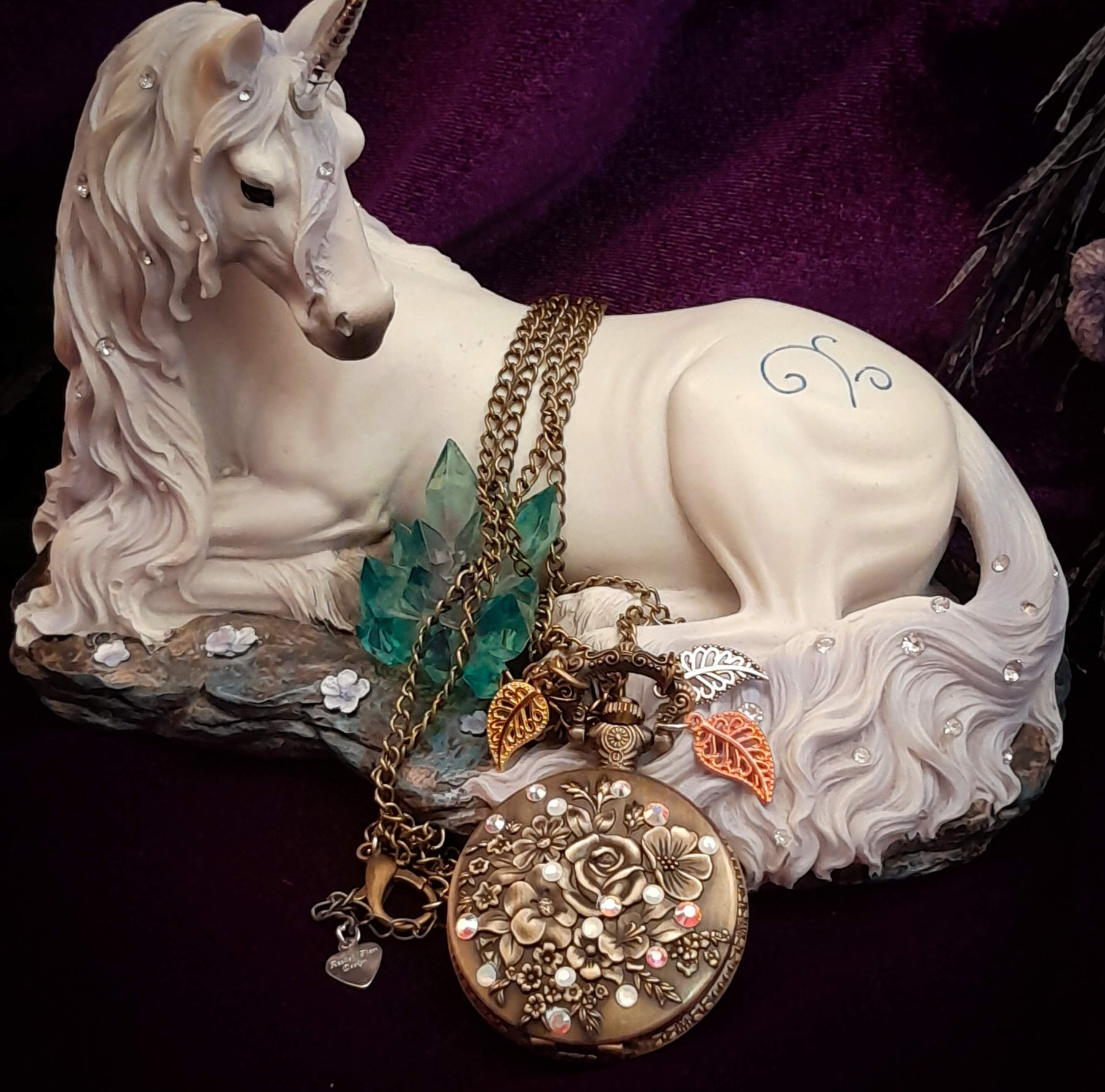 Rose Flower Garden Pocket Watch Necklace