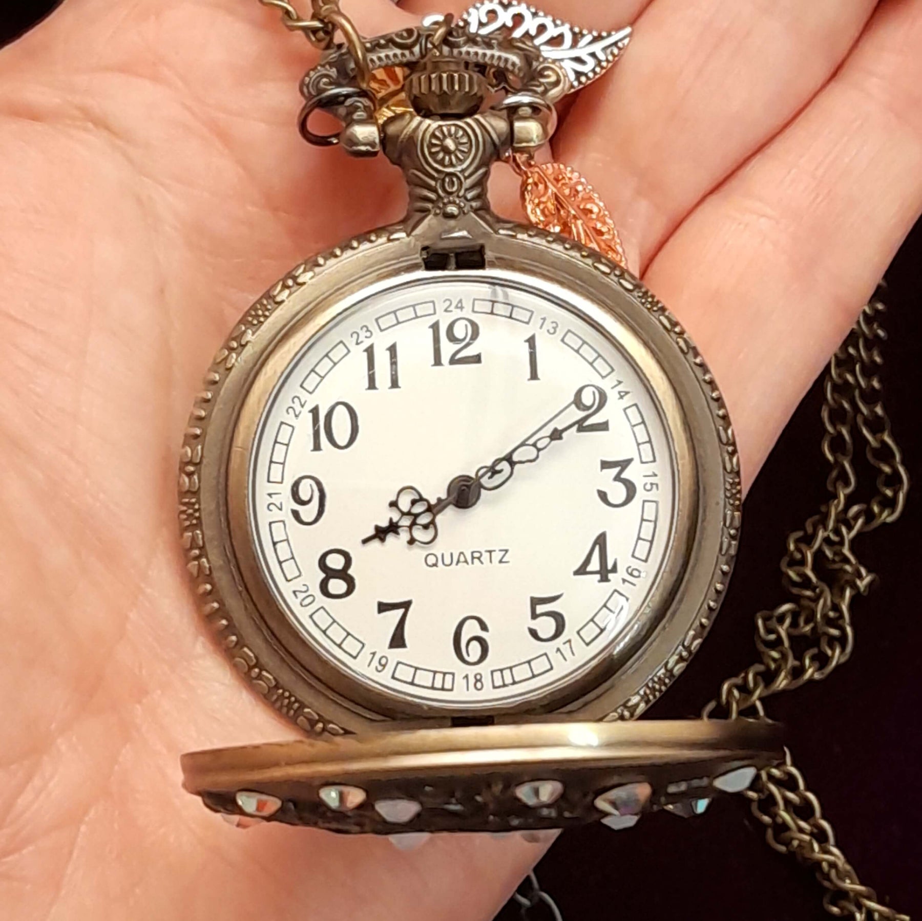 Rose Flower Garden Pocket Watch Necklace