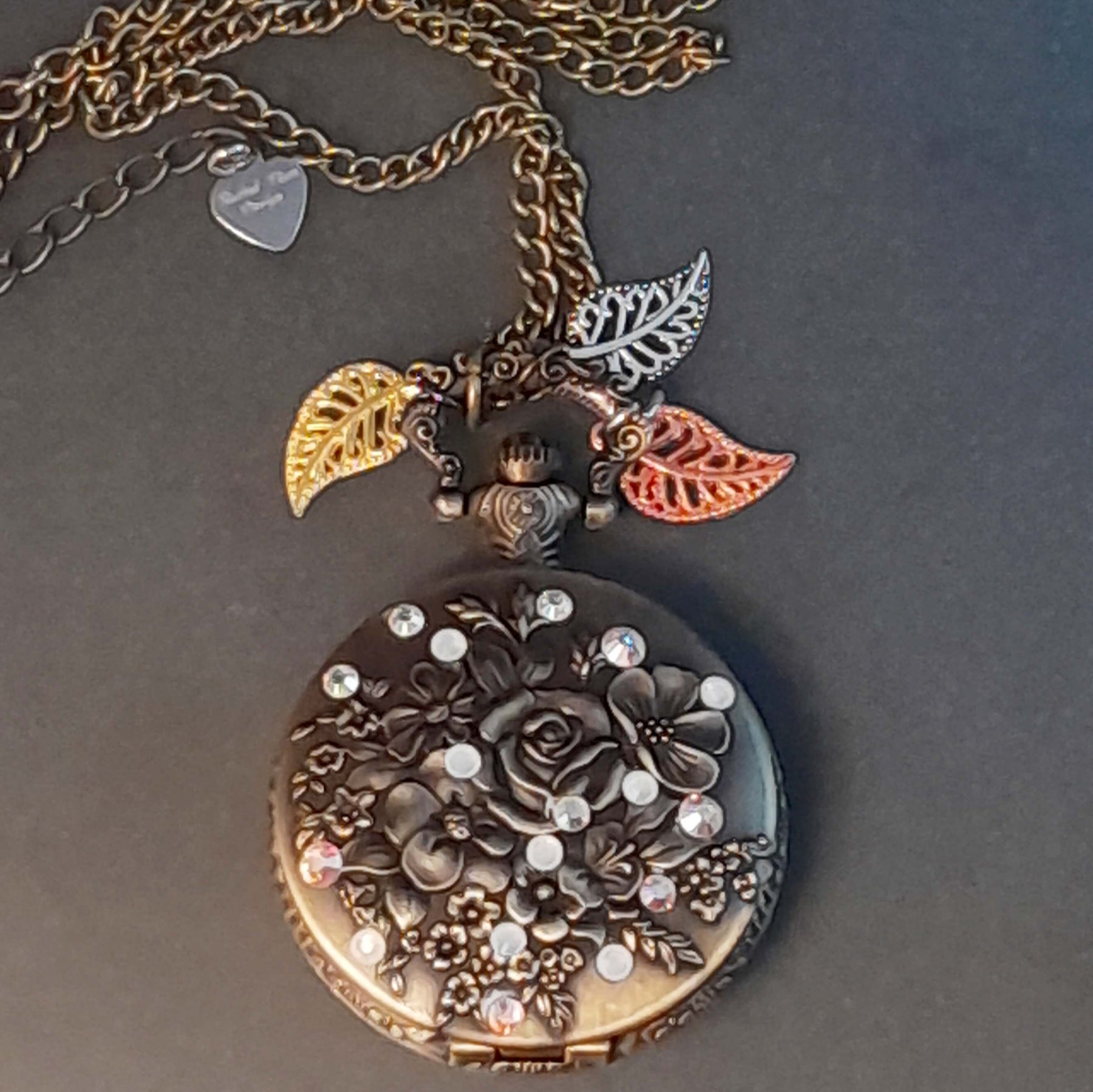 Rose Flower Garden Pocket Watch Necklace